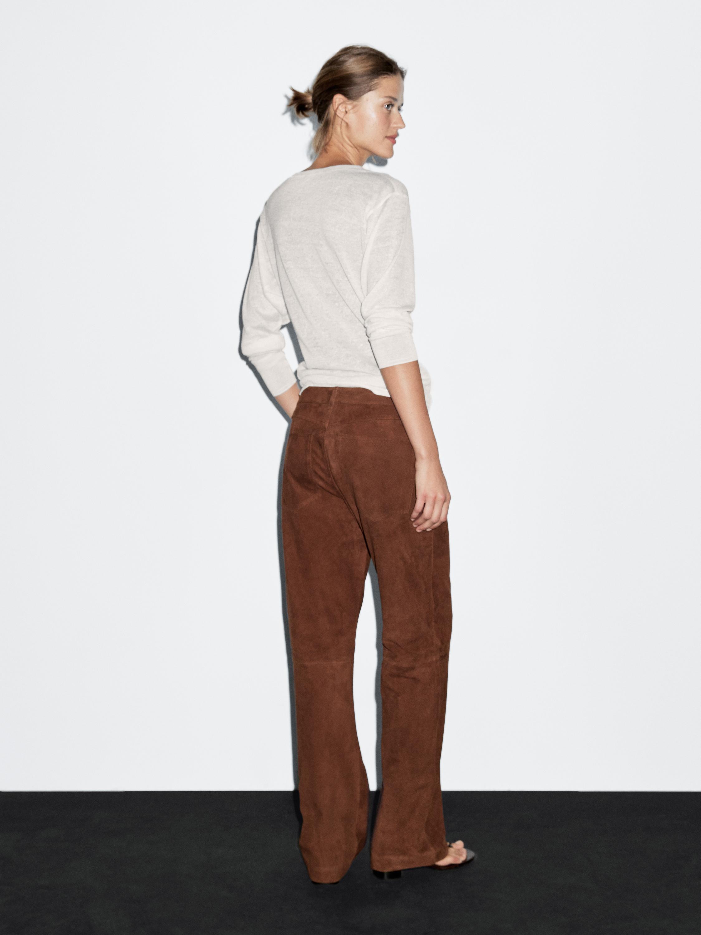 Suede leather trousers