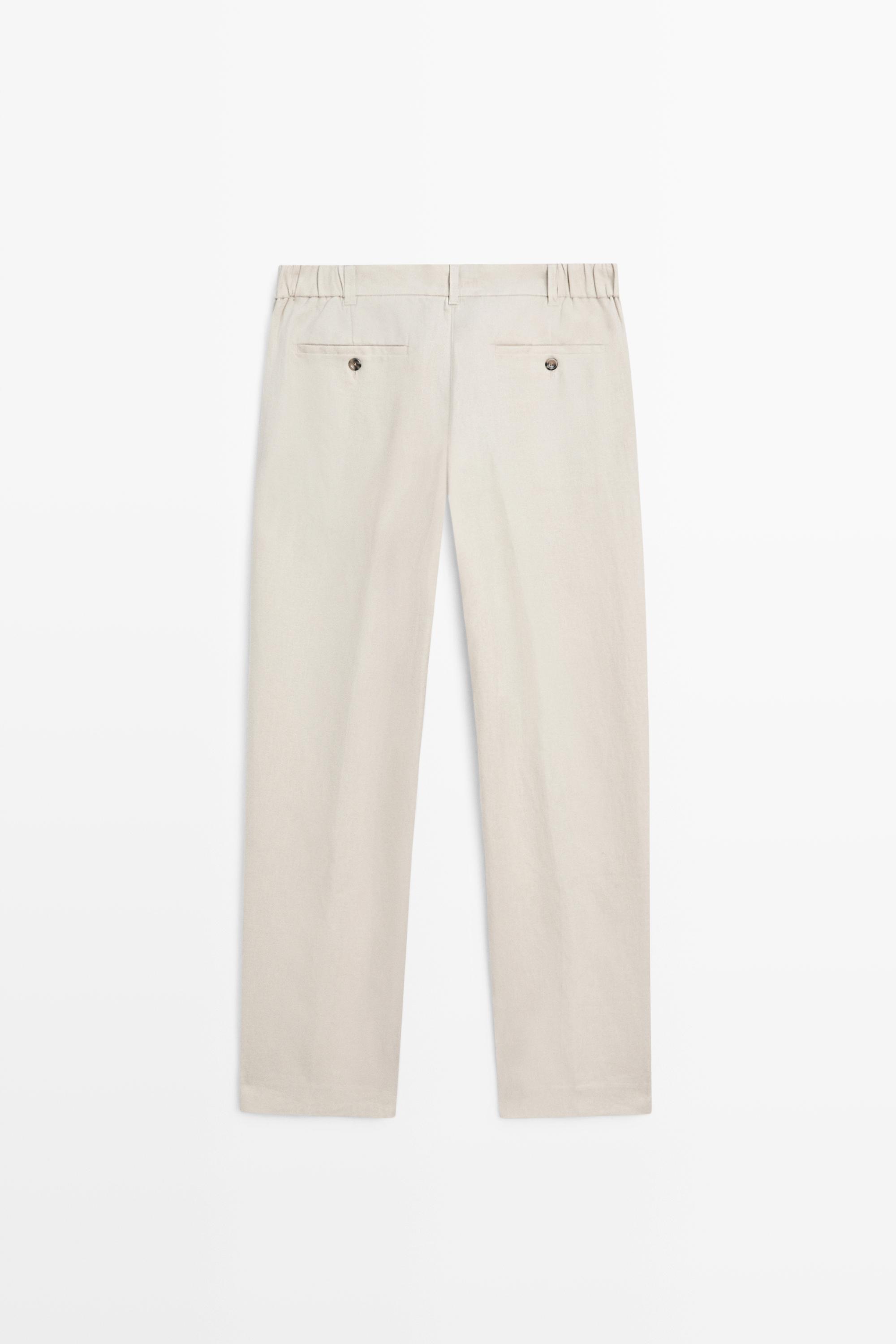 Tapered fit linen pants — BEIGE