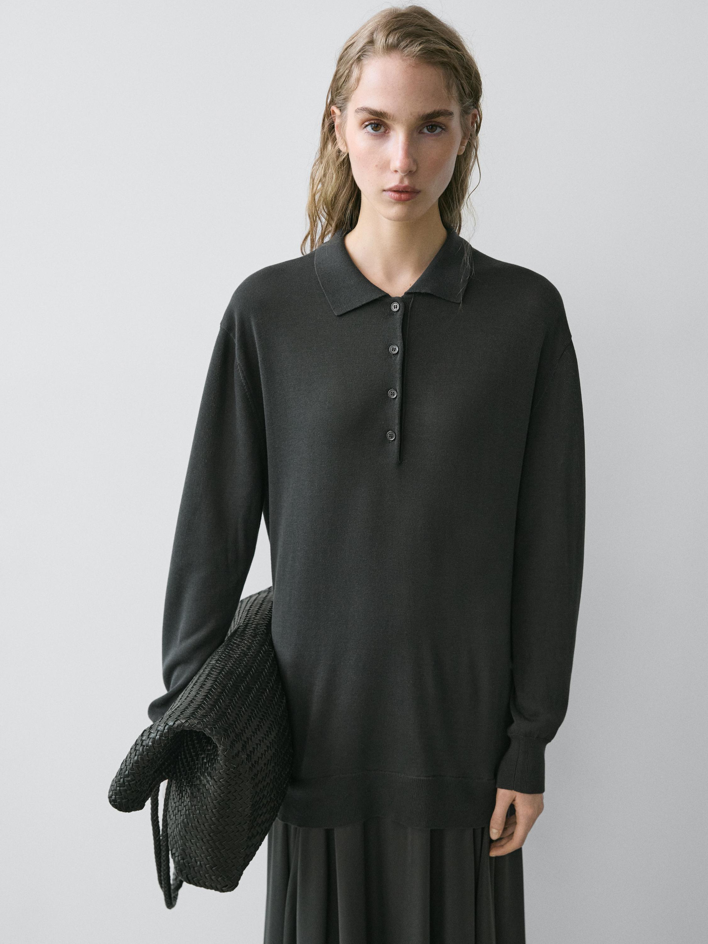 Contrast knit polo dress — LEAD