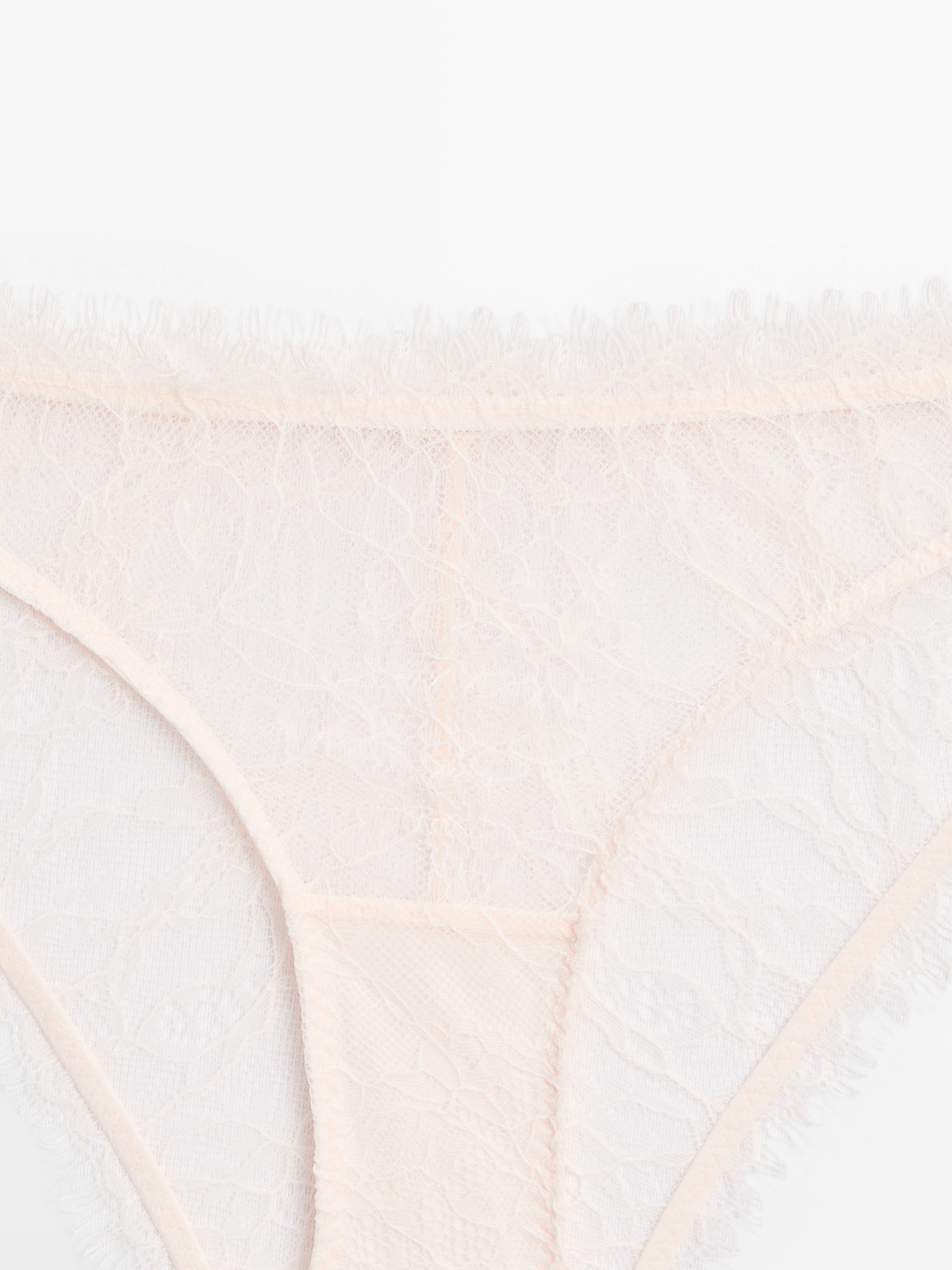 Lace briefs with frayed detail — CREAM