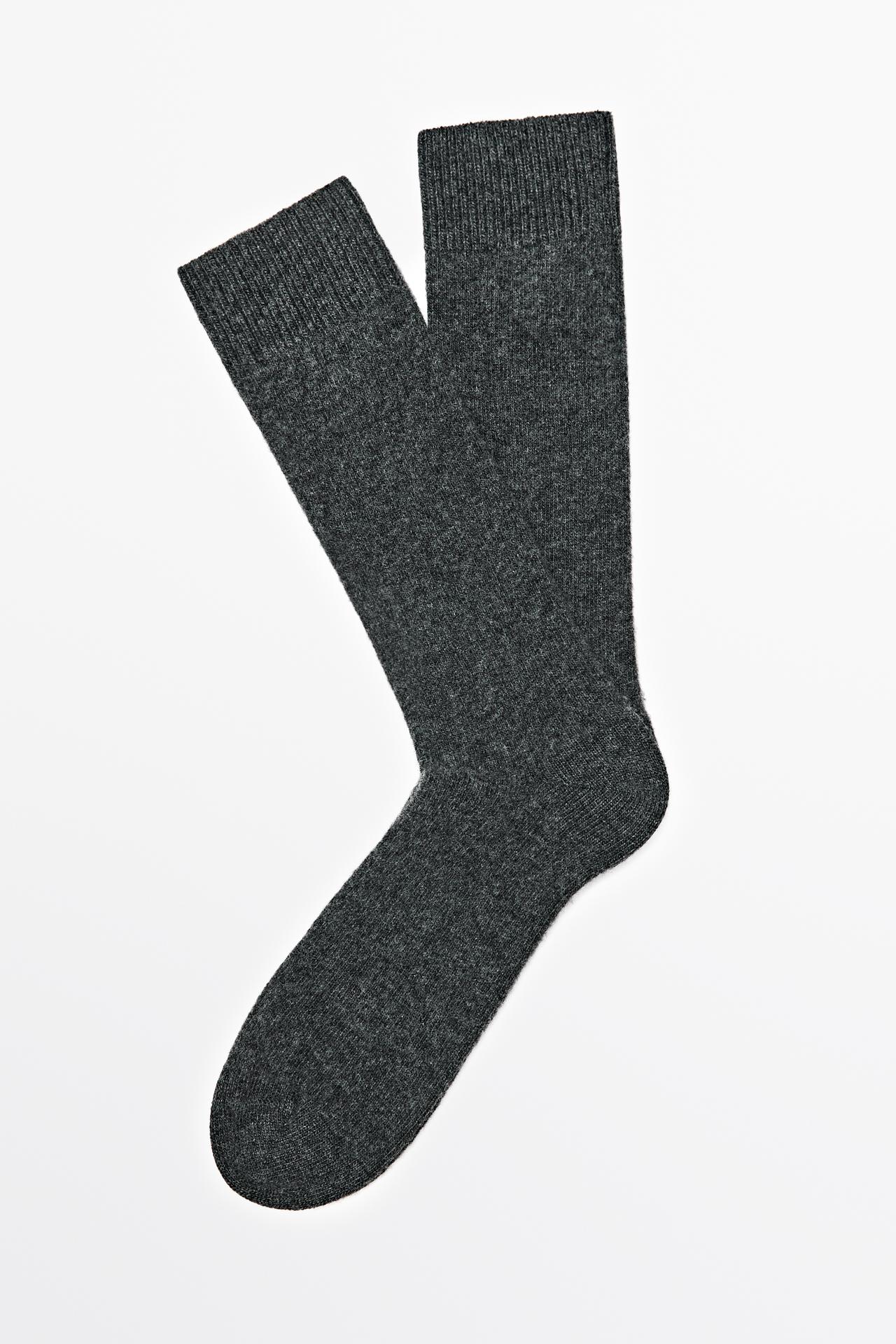 Plain knit wool socks — CHARCOAL