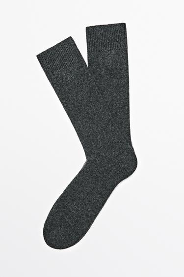 Plain knit wool socks — CHARCOAL 2