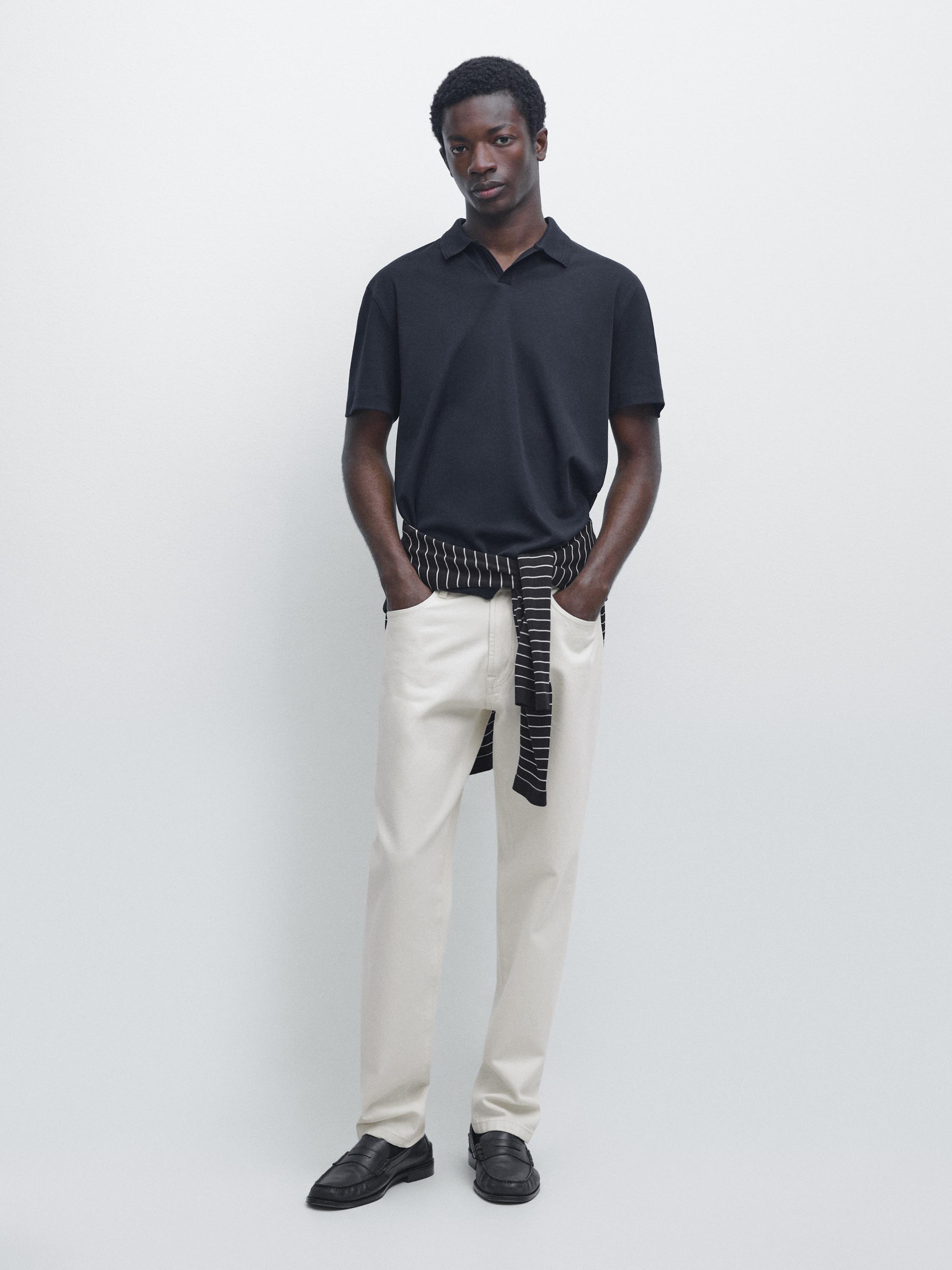 100% cotton short sleeve polo shirt — NAVY BLUE