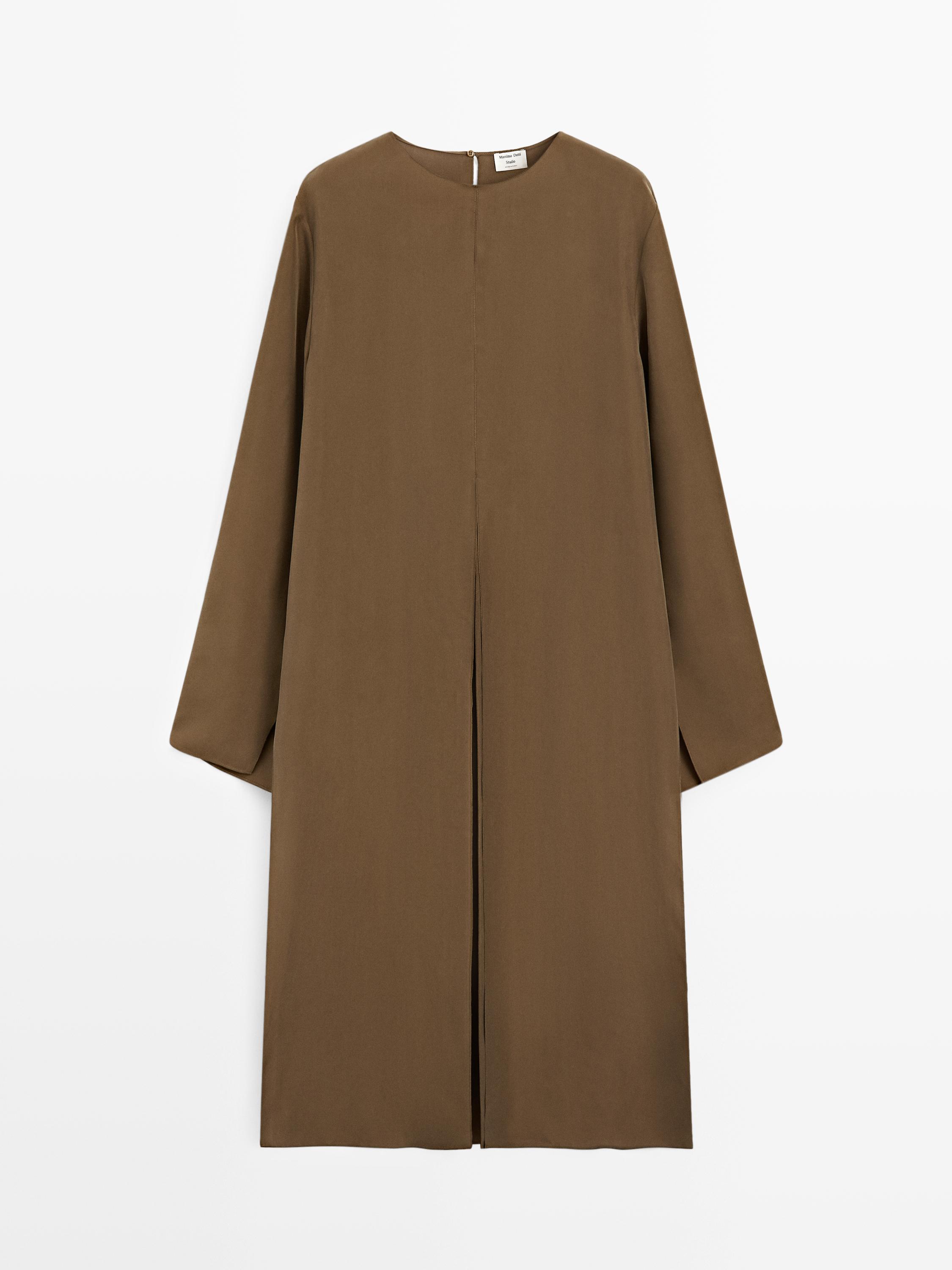 100% silk long top with opening detail - STUDIO