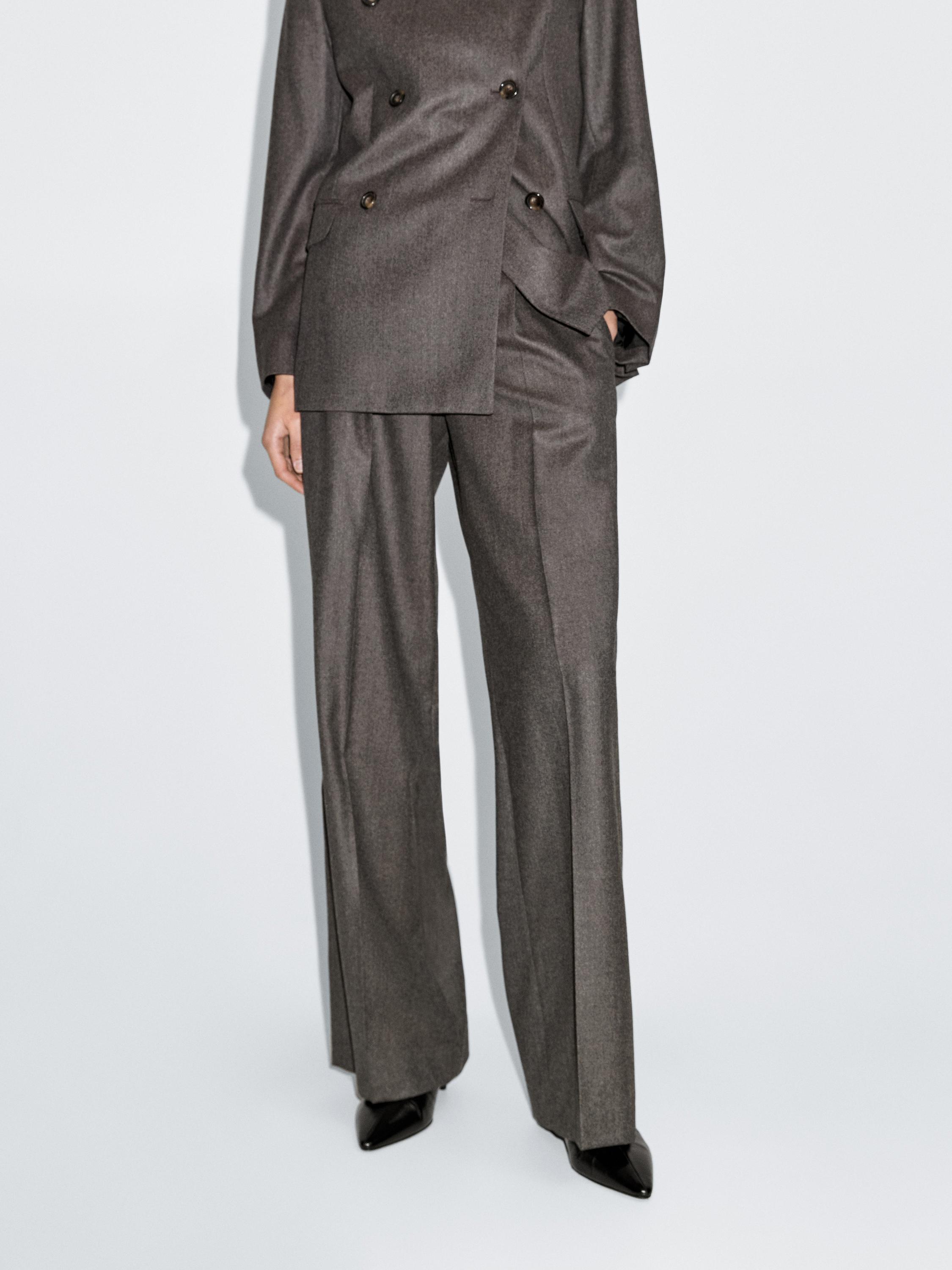100% wool melange suit trousers