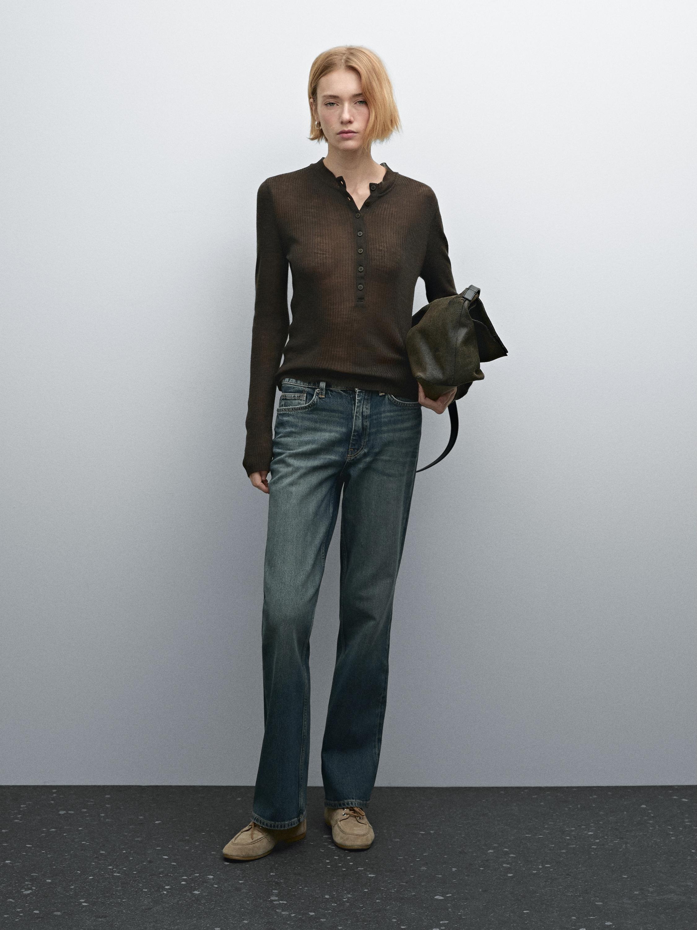 Shop Pantalones Massimo Dutti Mujer Vaqueros Low-rise Slim Fit