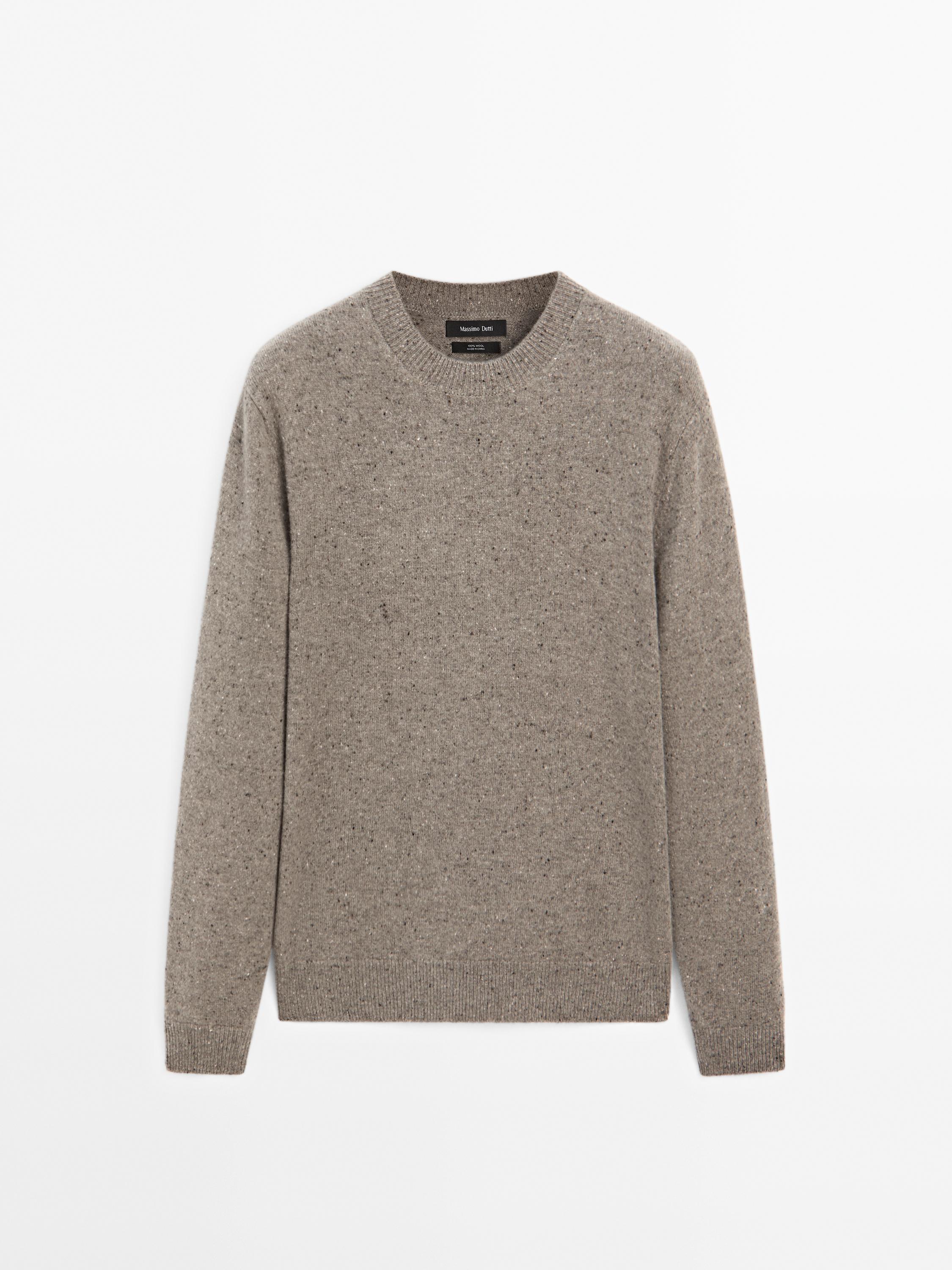 100% wool knit crew neck sweater