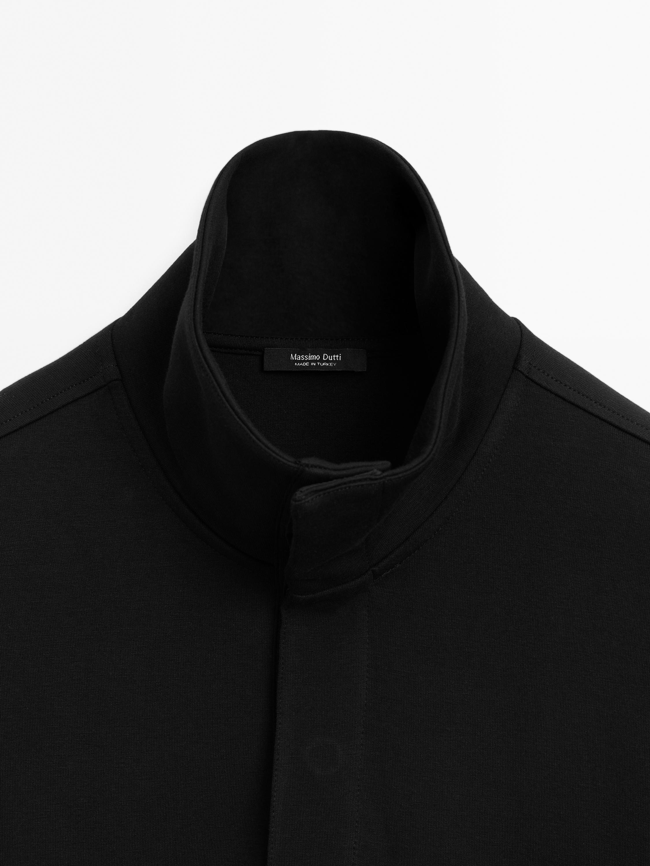 Cotton blend mock neck sweatshirt