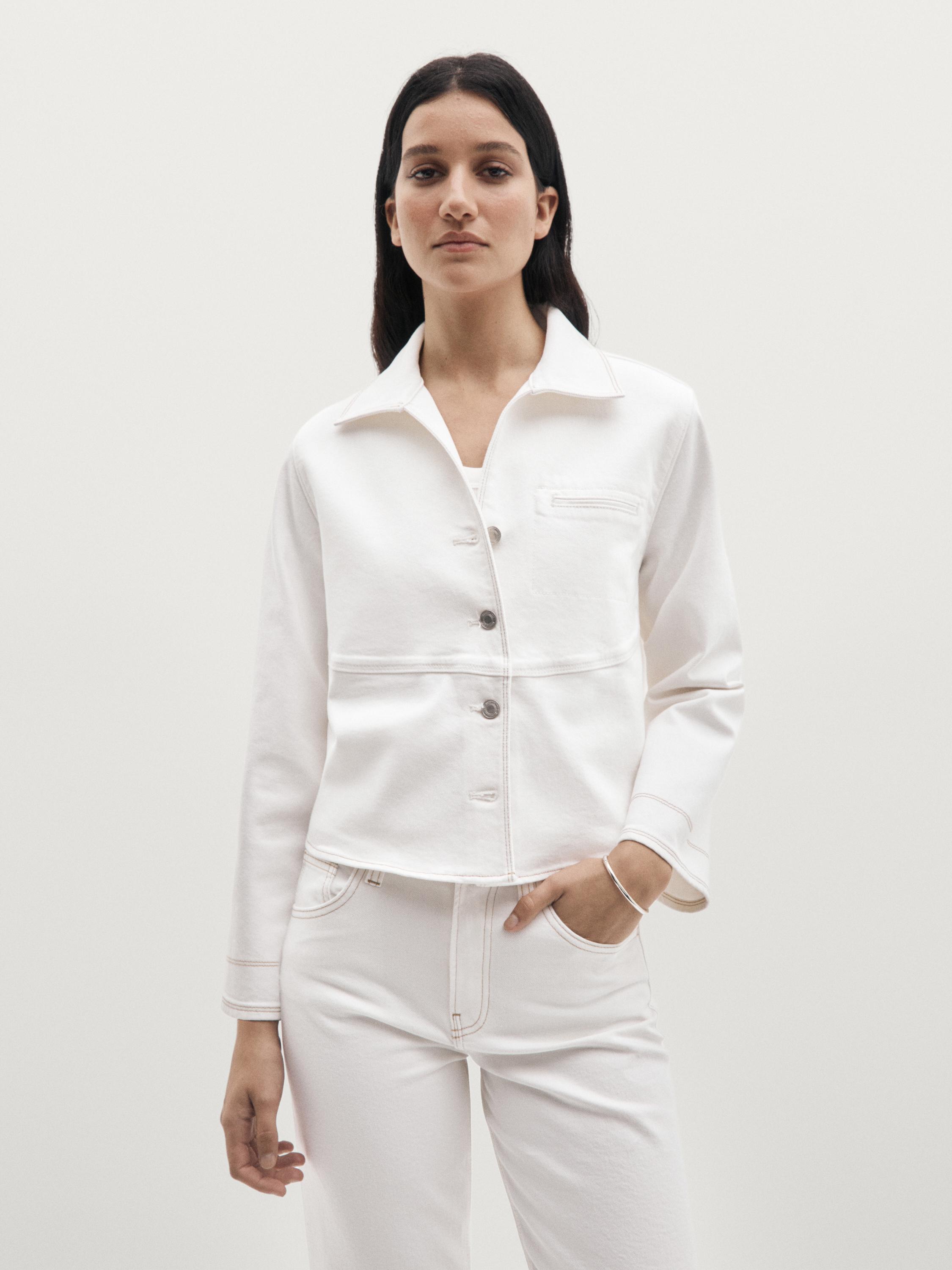 Straight-leg jeans with hem detail — WHITE