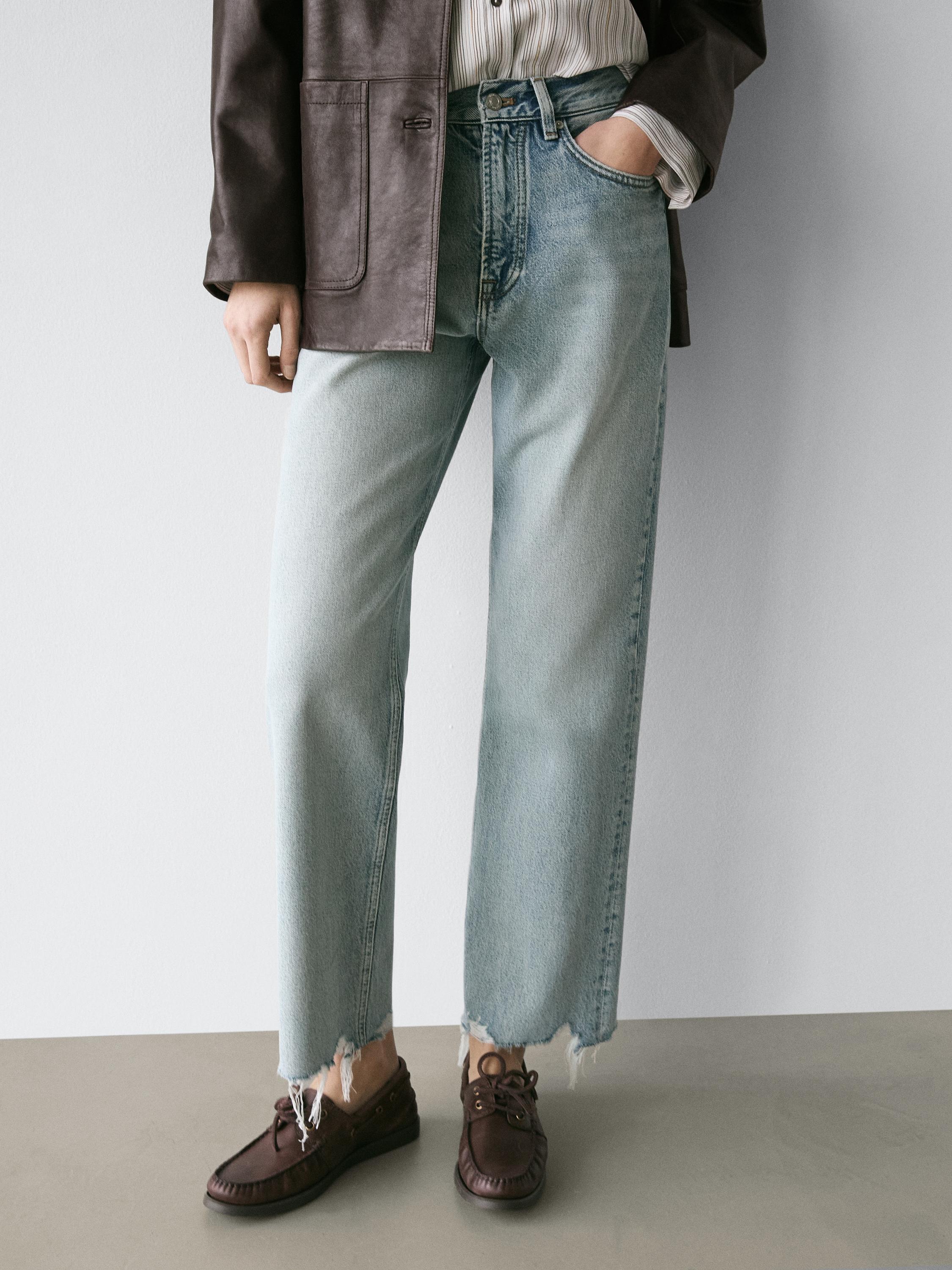 Straight-leg high-waist jeans — Light Blue