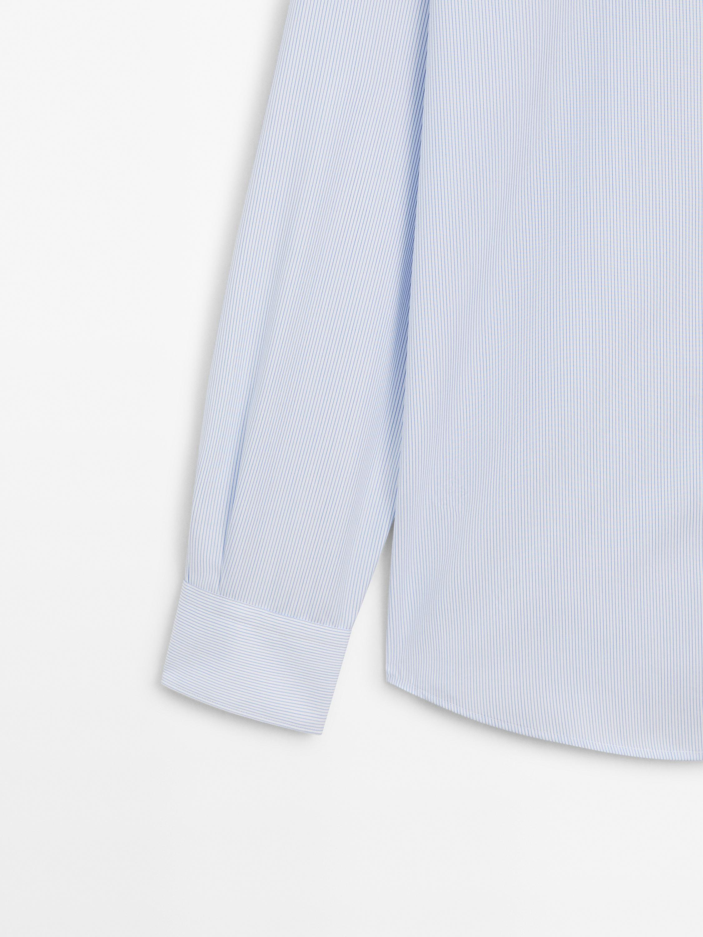 Slim fit striped 100% cotton shirt