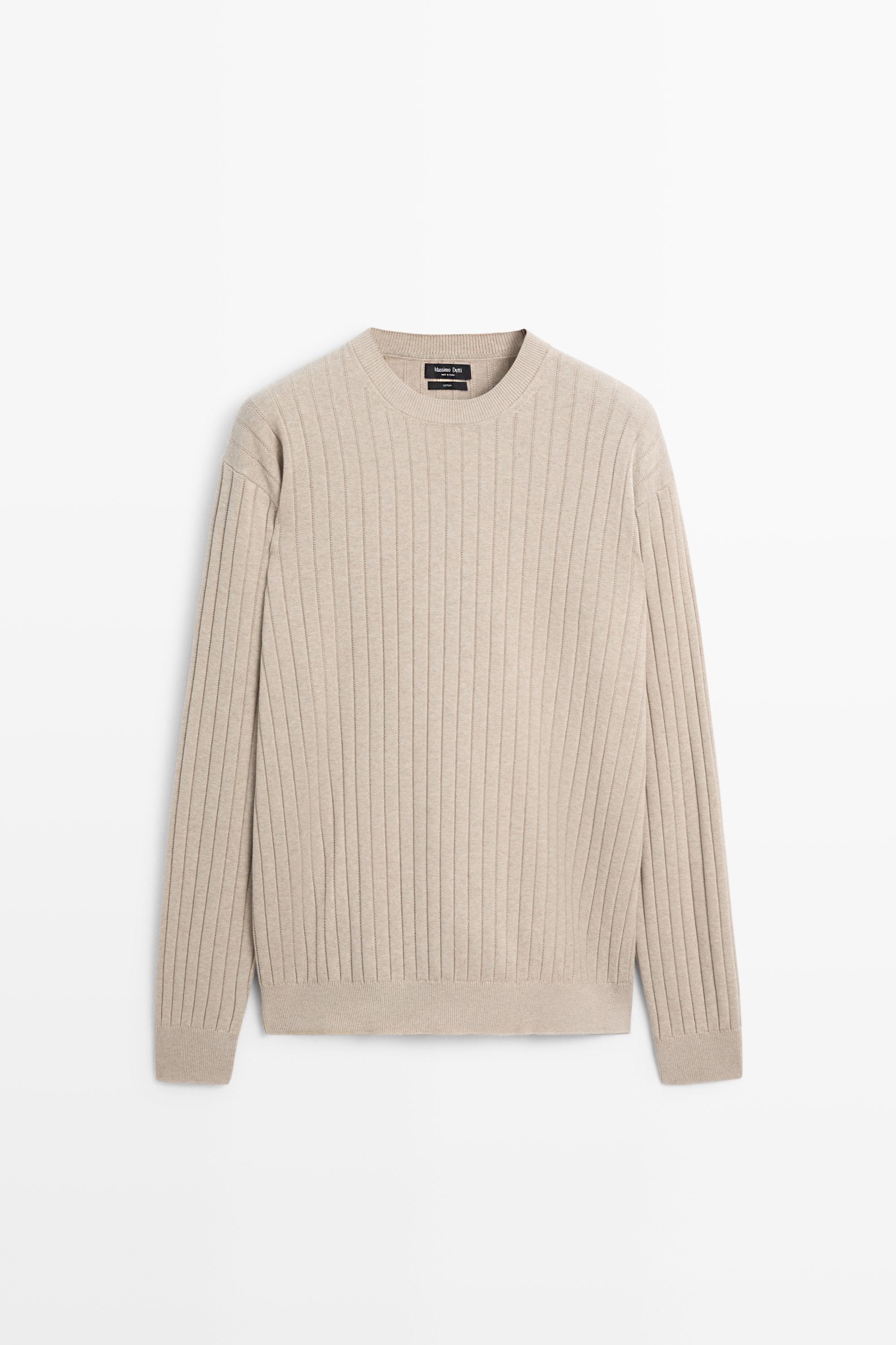 100% cotton ribbed knit sweater — GREENISH