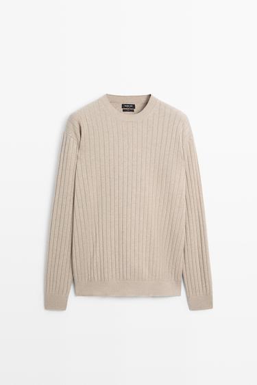 100% cotton ribbed knit sweater — GREENISH 2