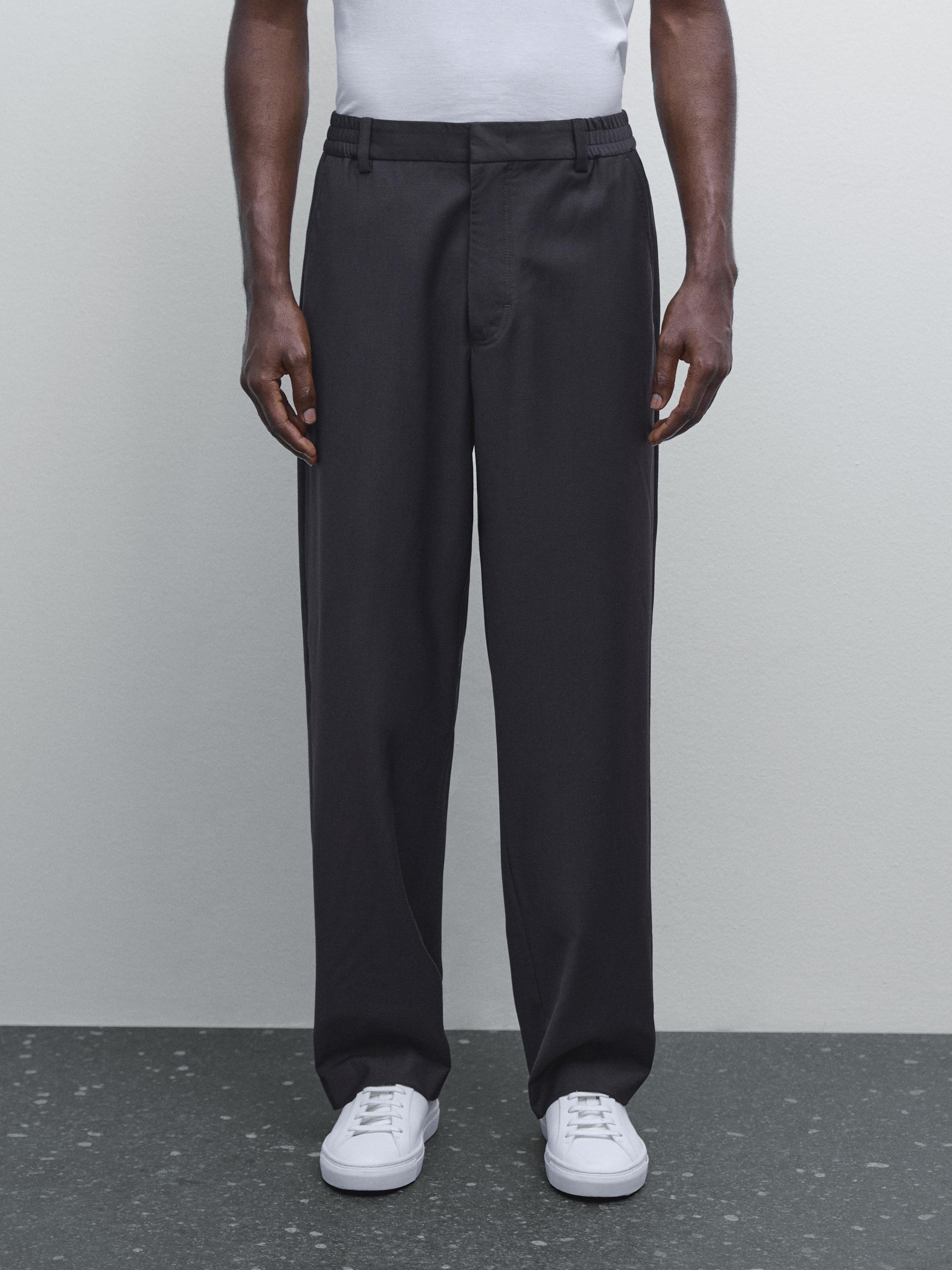 Wool blend jogger fit trousers