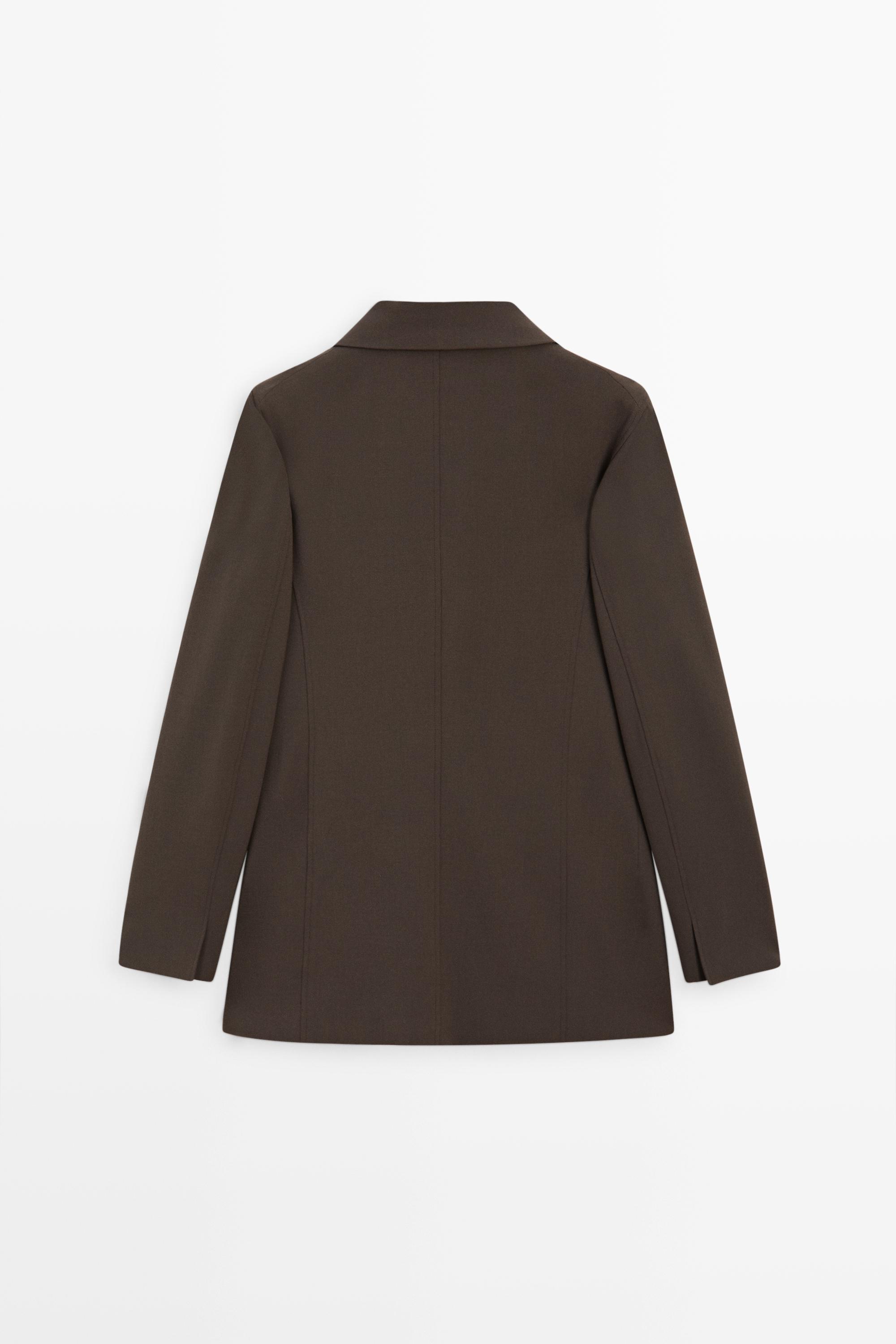 Fluid wool-blend blazer — BROWN