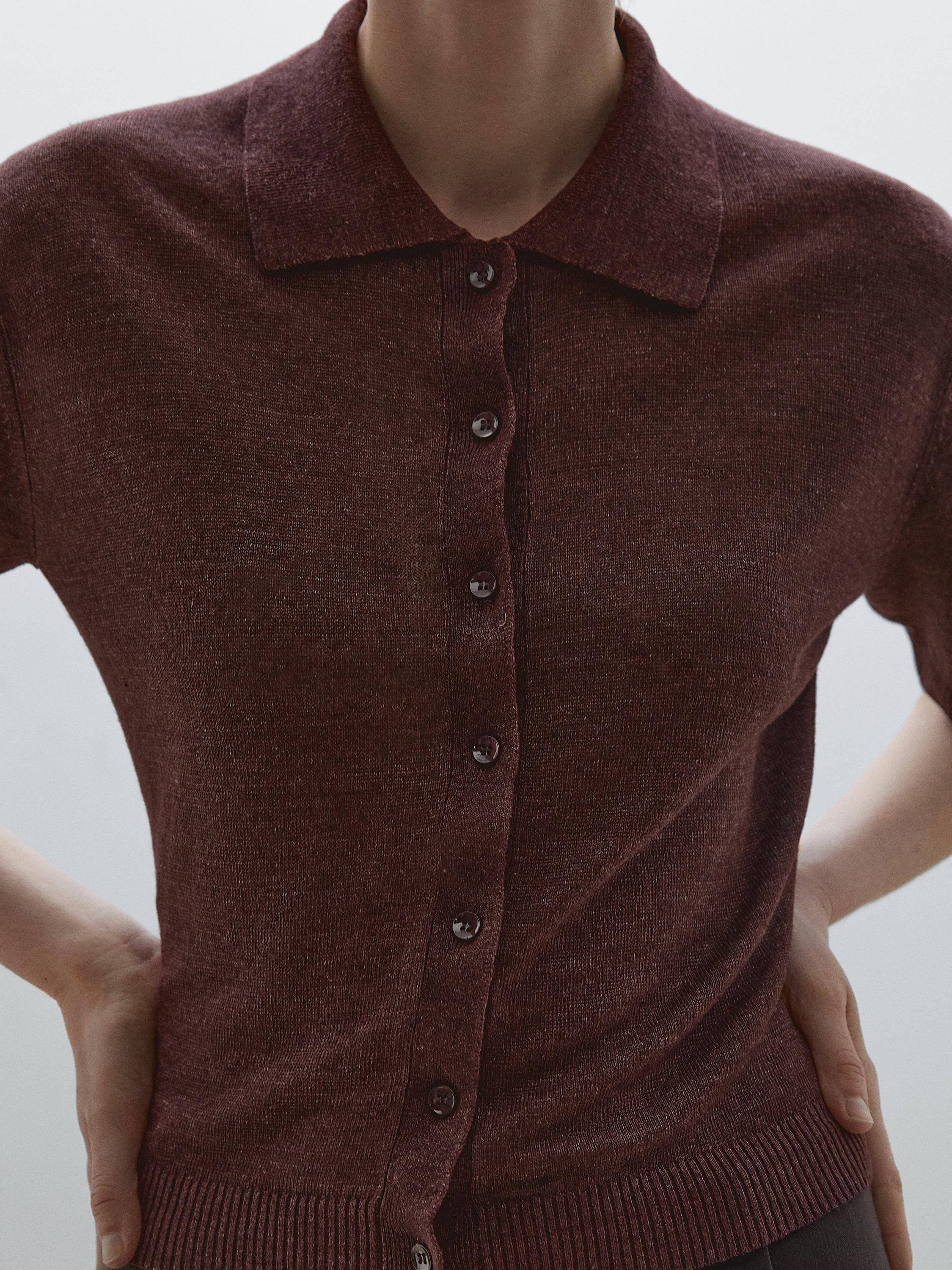 100% linen short sleeve cardigan