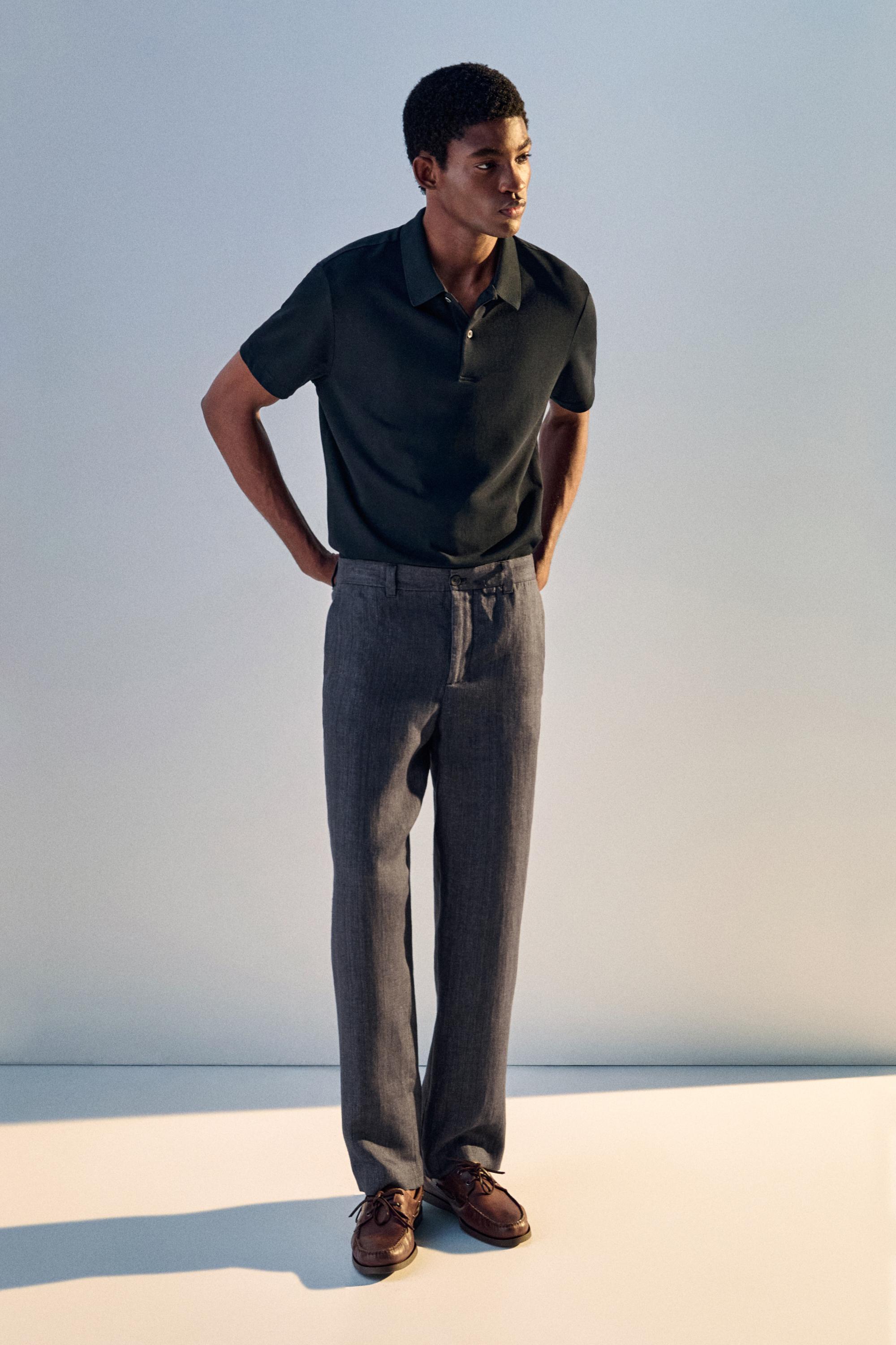 100% cotton structured polo shirt — NAVY BLUE