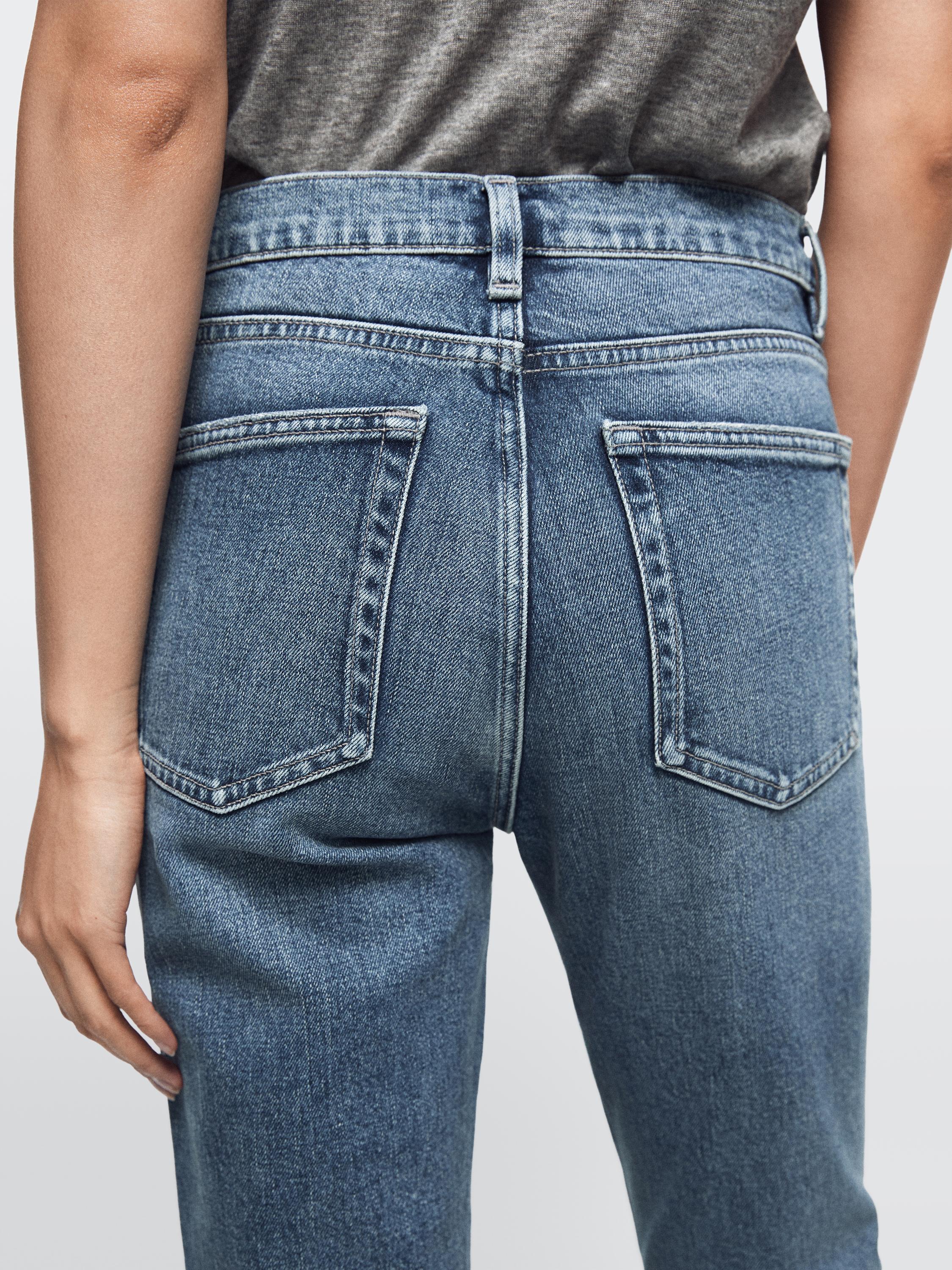 Mid-rise cropped slim fit jeans — MEDIUM BLUE