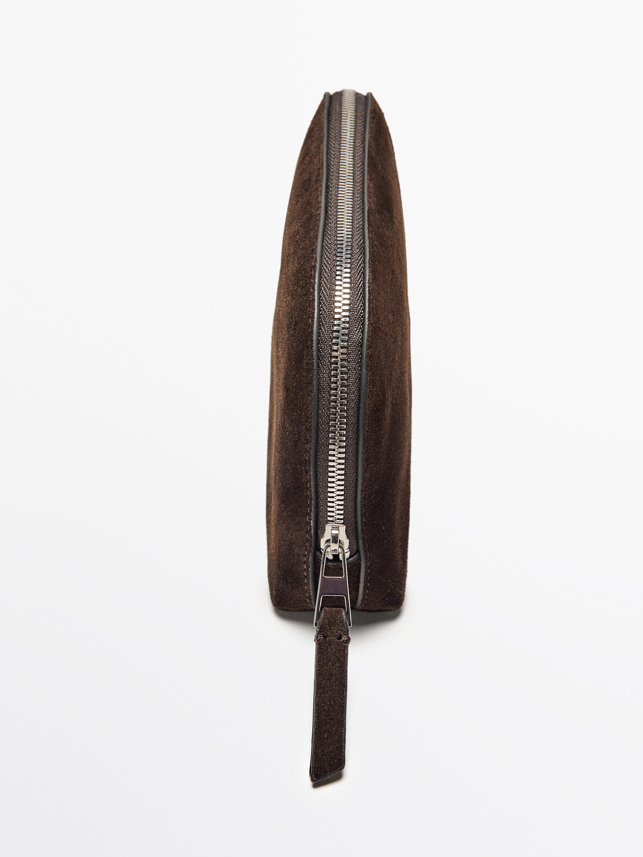 Small split leather toiletry bag