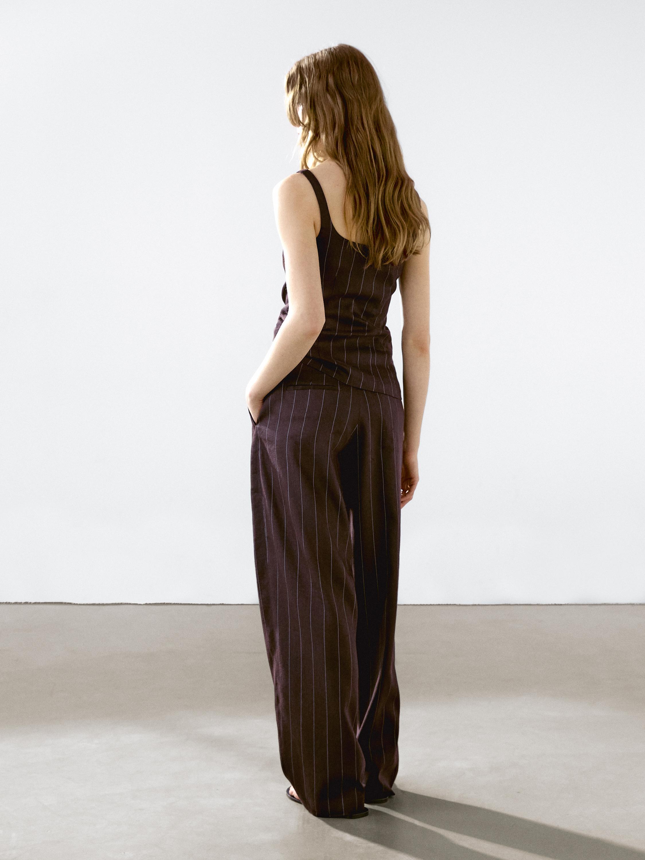 Striped straight-leg trousers