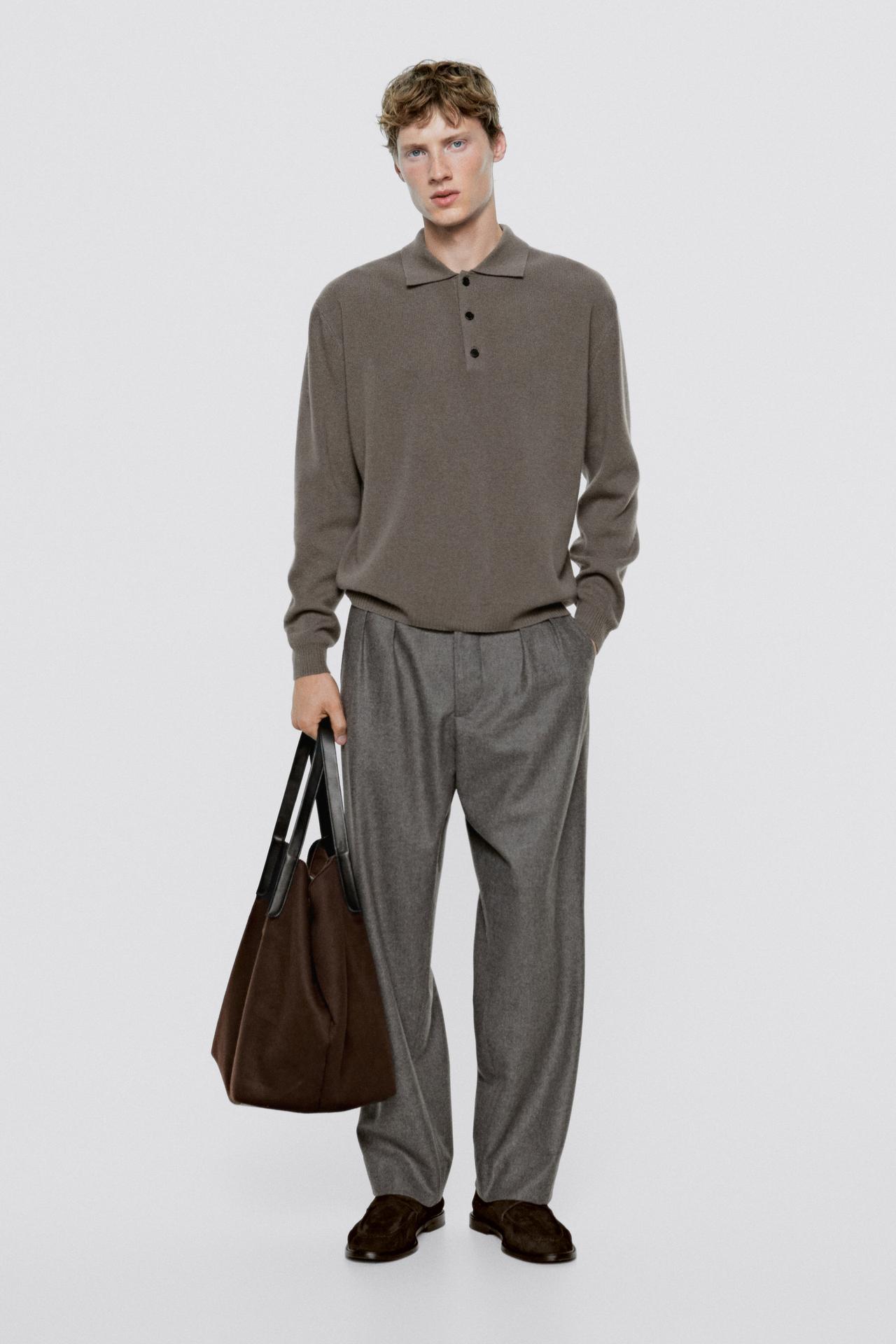 100% wool knit polo sweater - LIMITED EDITION — MOLE BROWN