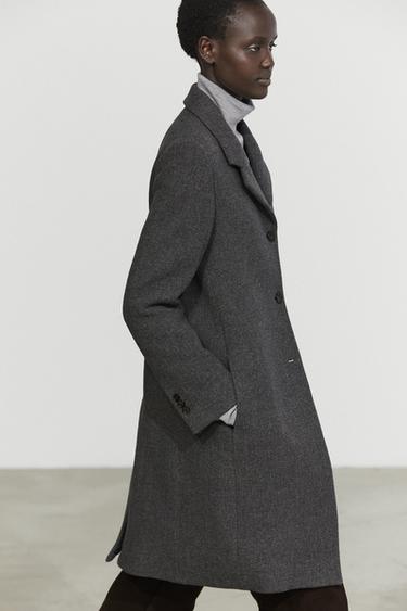 Wool-blend bouclé coat with loop-yarn detail — DARK GREY 7