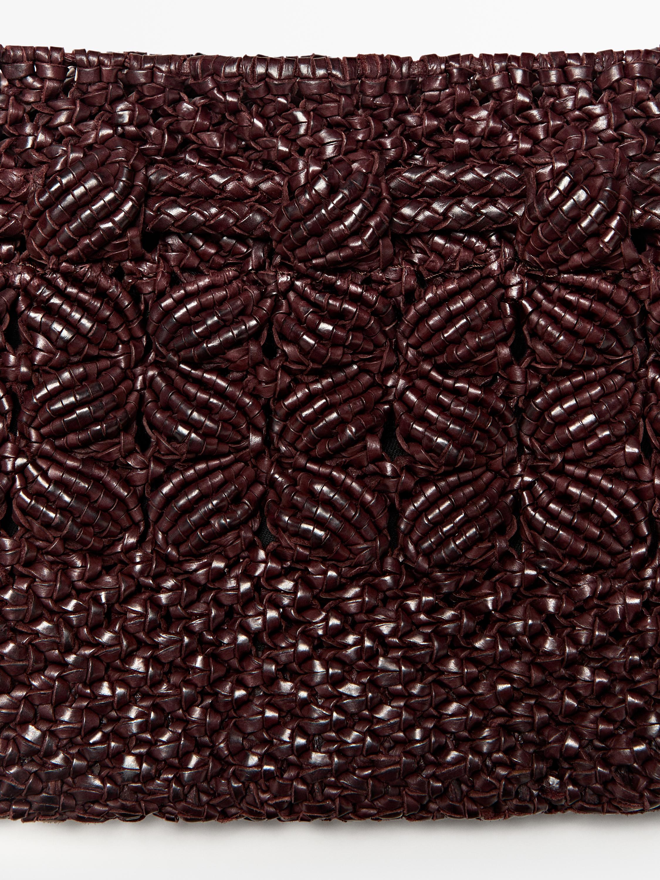 Nappa leather macramé pouch bag — BURGUNDY