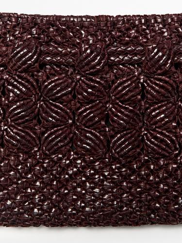Nappa leather macramé pouch bag — BURGUNDY 9