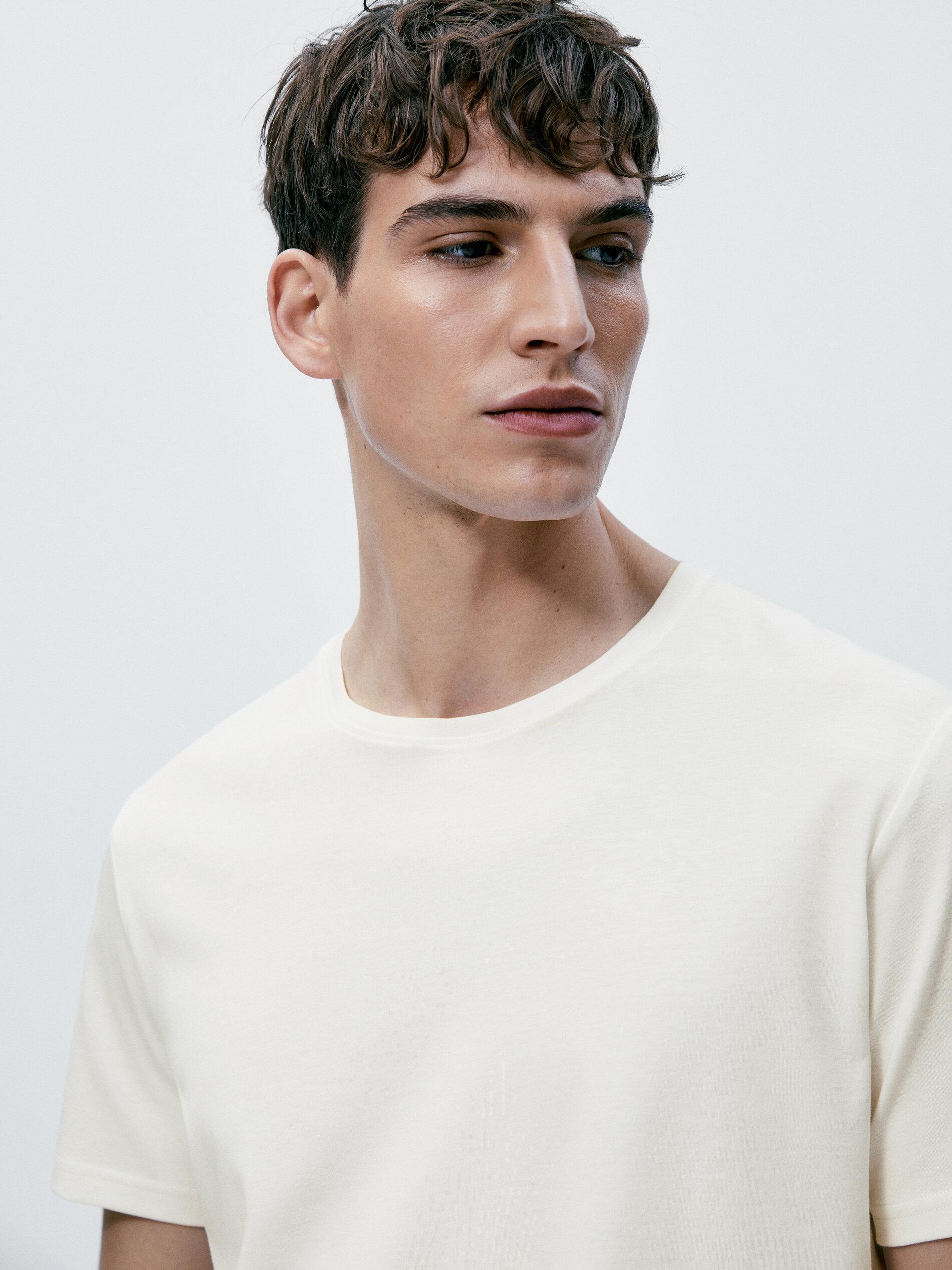 100% mercerised cotton T-shirt — CREAM