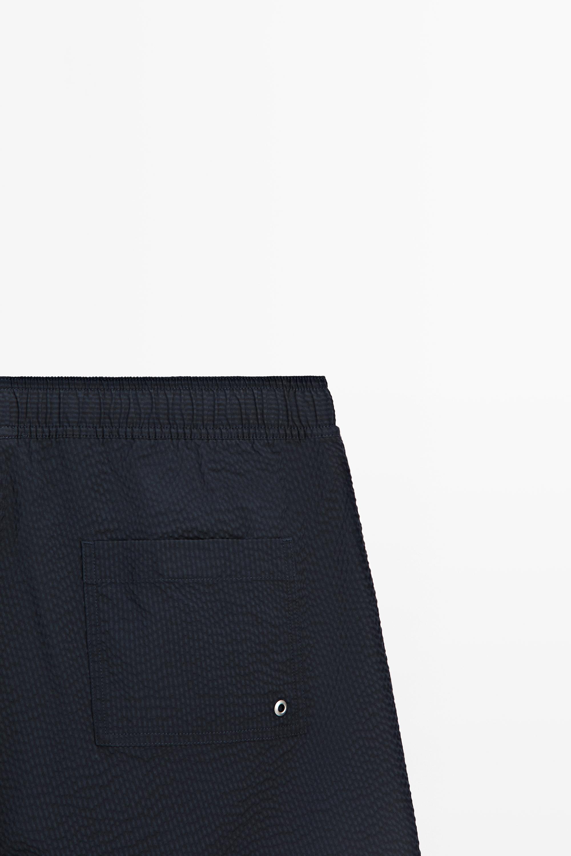 Plain textured swimsuit — NAVY BLUE