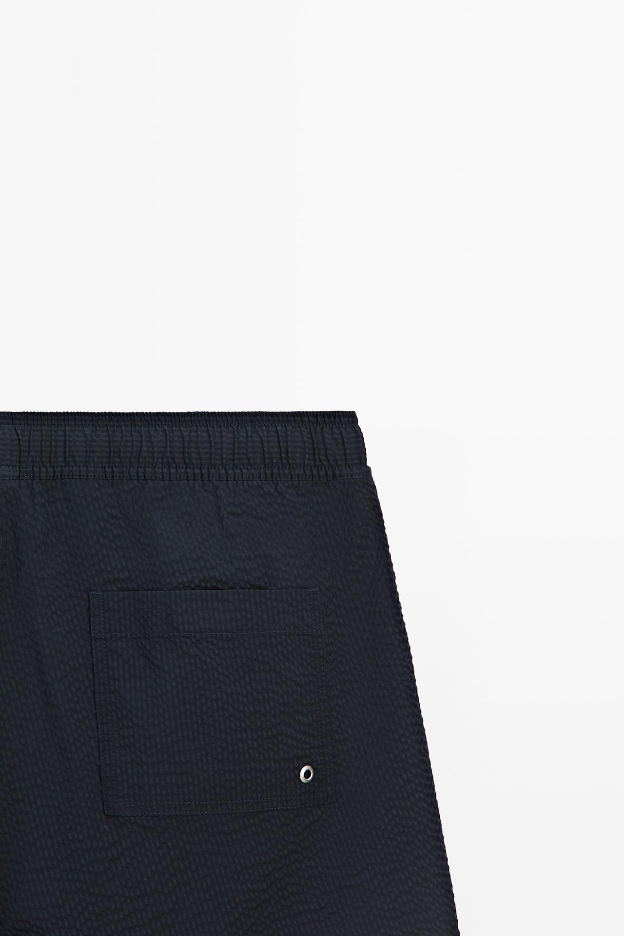 Plain textured swimsuit — NAVY BLUE
