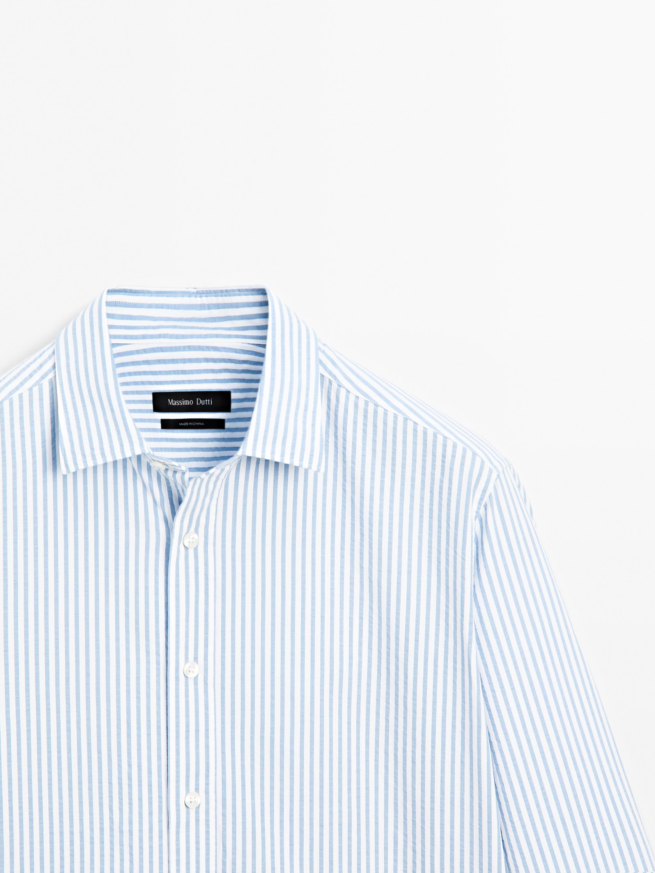 Regular fit striped cotton shirt