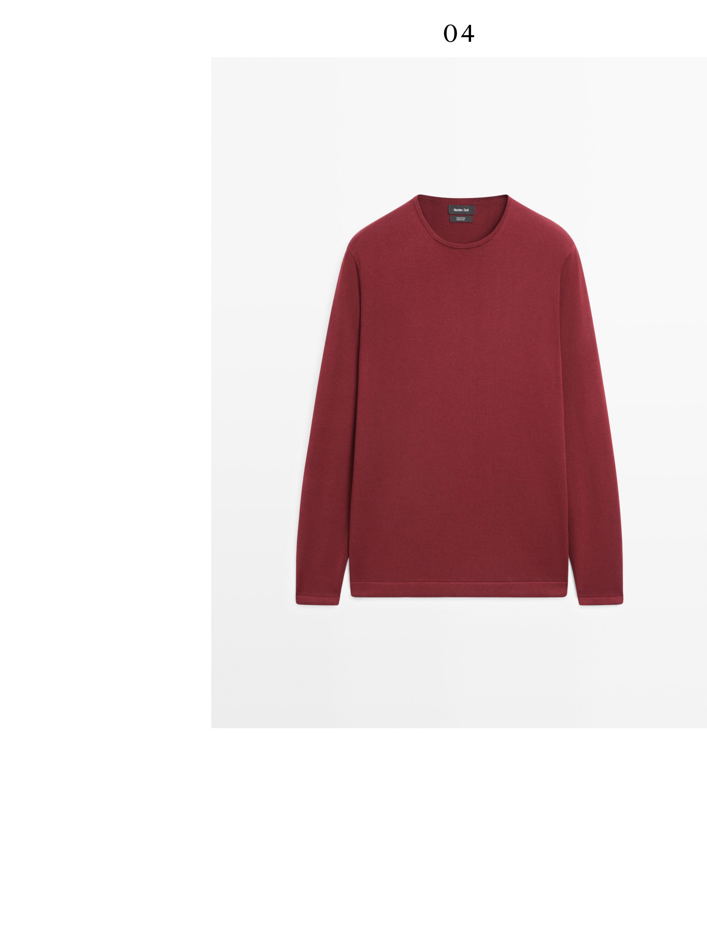 Knit 100% cotton crew neck sweater — GRANADA