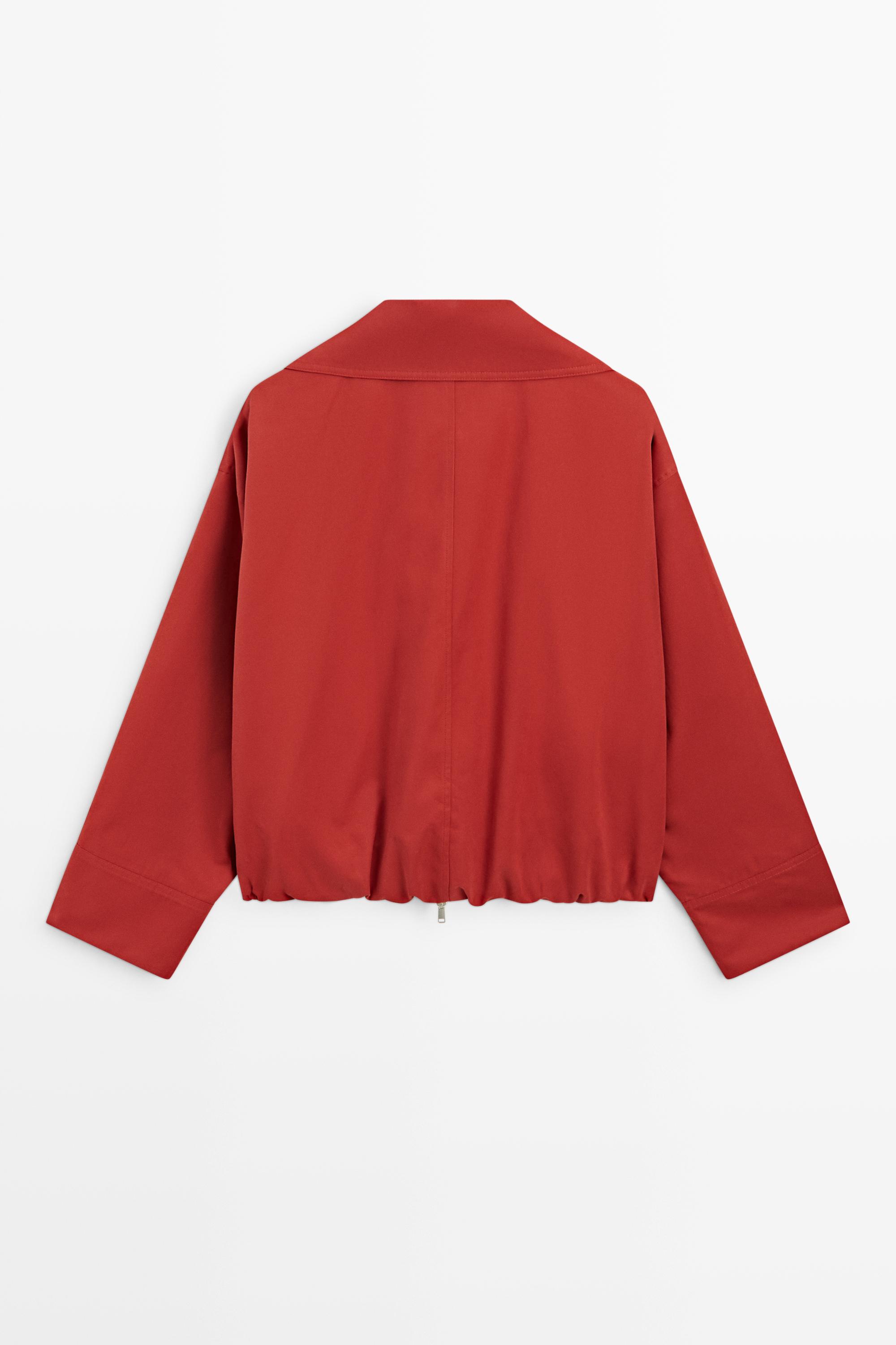 Cotton blend gathered bomber jacket — DARK PINK