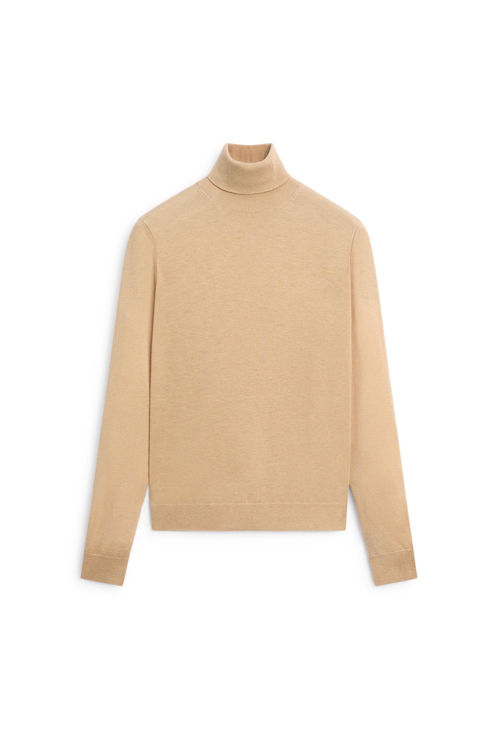 Wool-blend turtleneck knit sweater — CAMEL