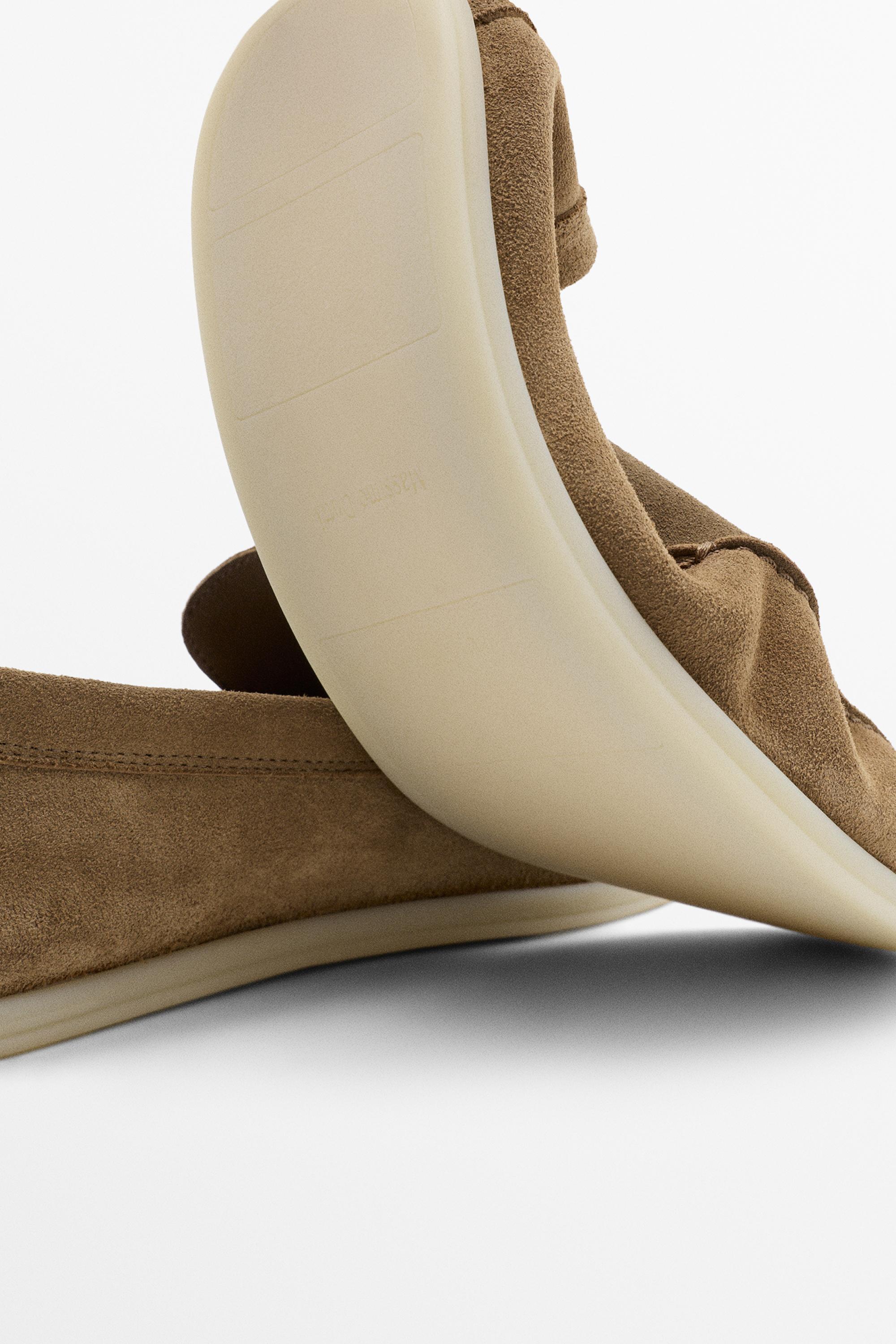 Soft split leather loafers — SAND