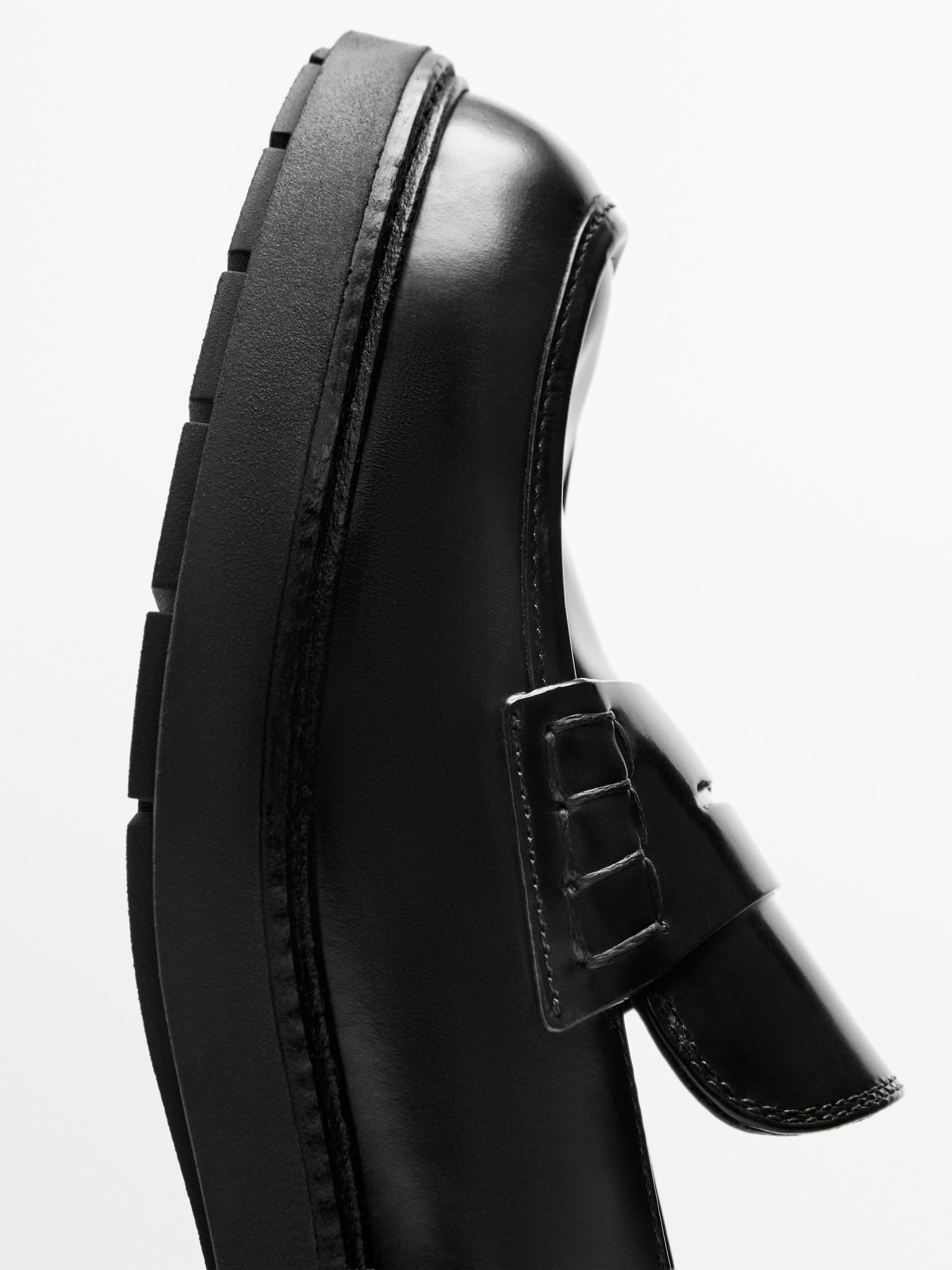 Massimo Dutti Glossy Black Loafers Leather loafers with glossy finish · Black · Loafer  main image 2