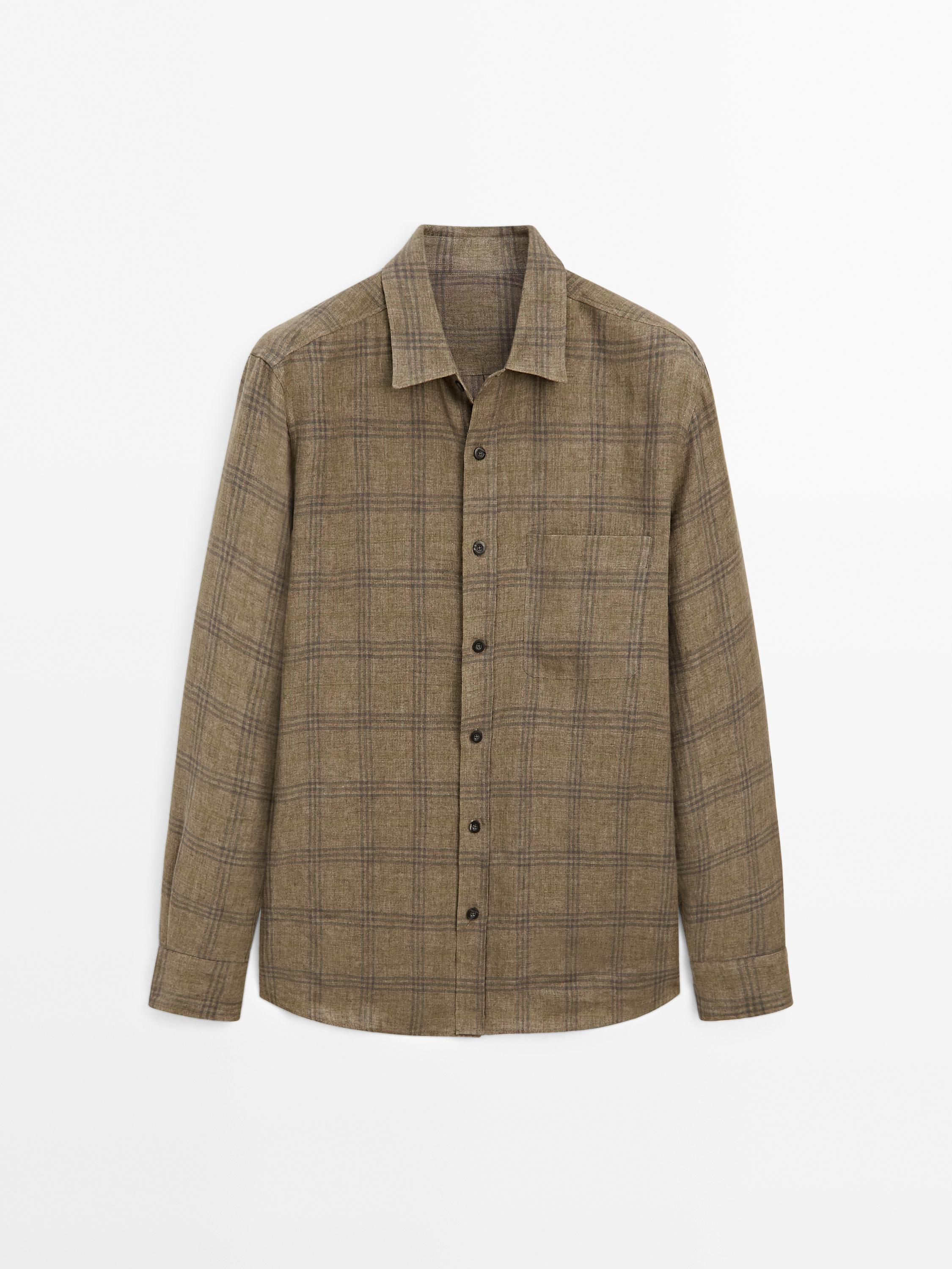 Regular fit linen check shirt