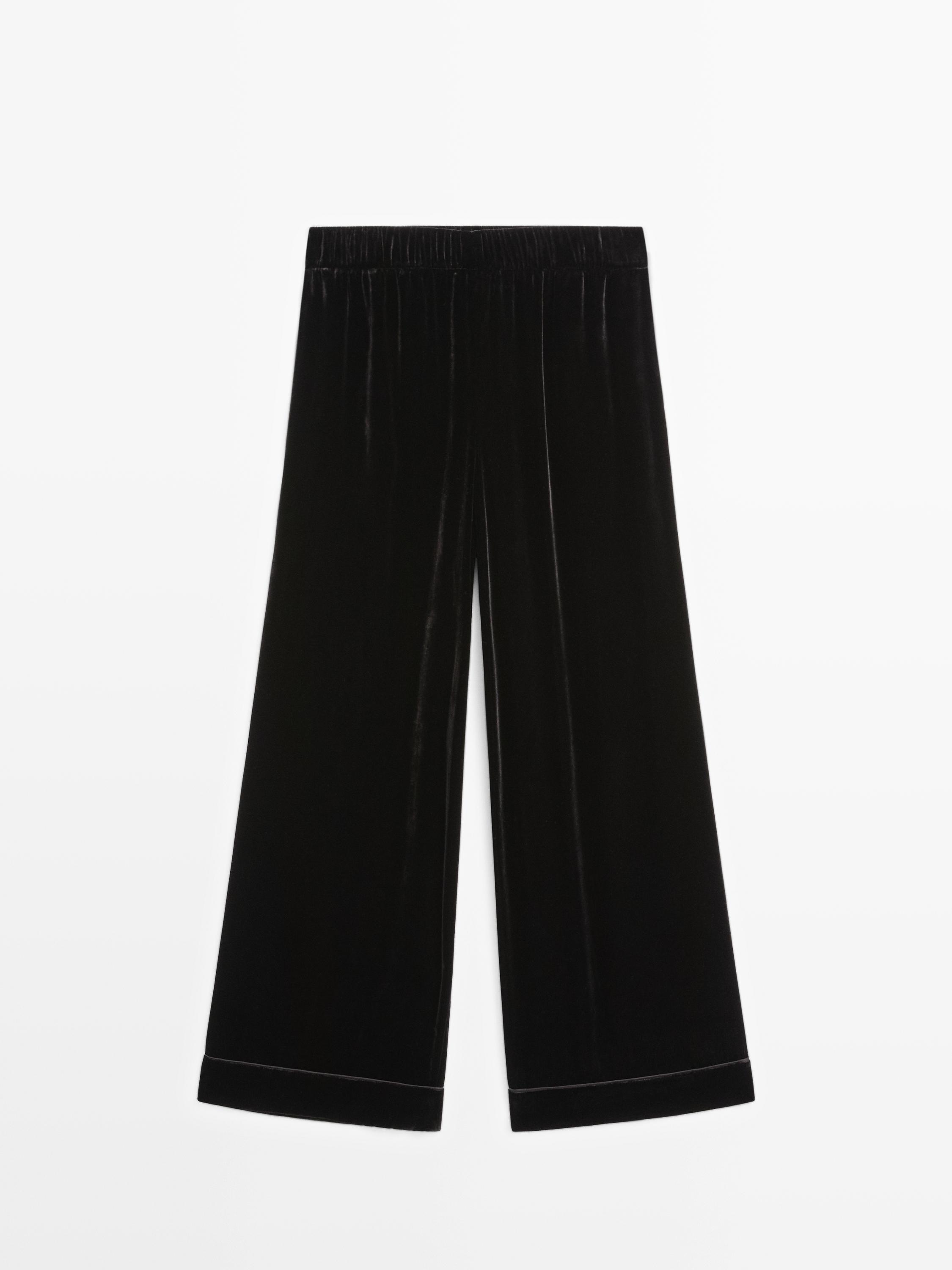 Wide-leg velvet trousers