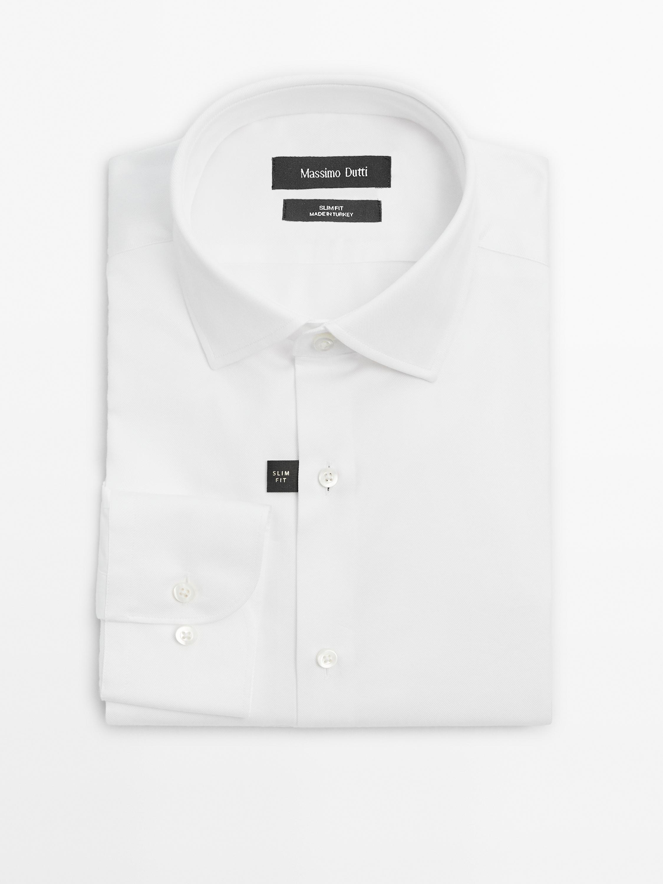 Slim fit 100% cotton shirt — WHITE