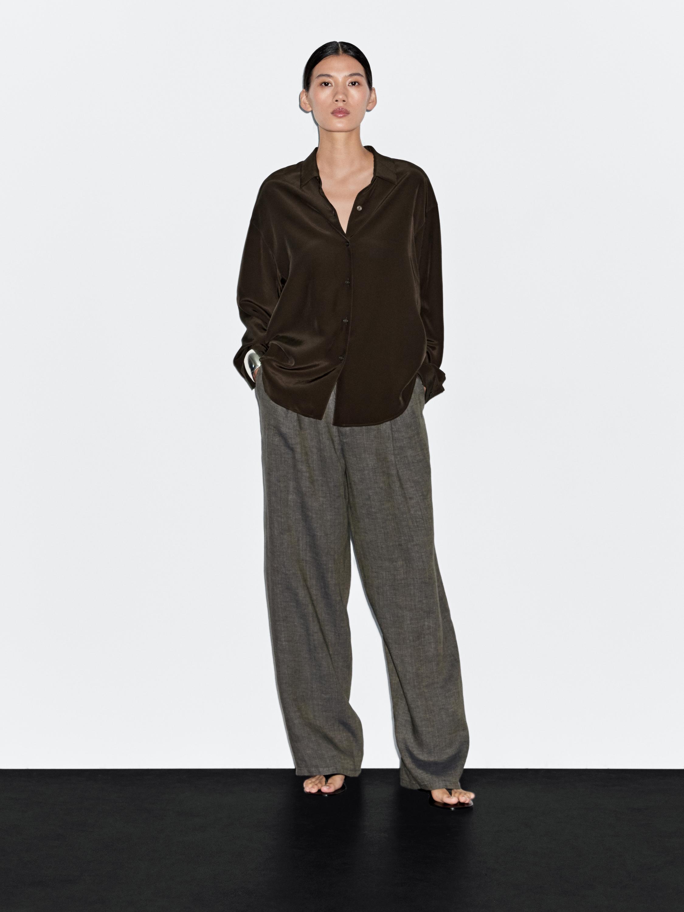 Soepelvallend overhemd van technische stof