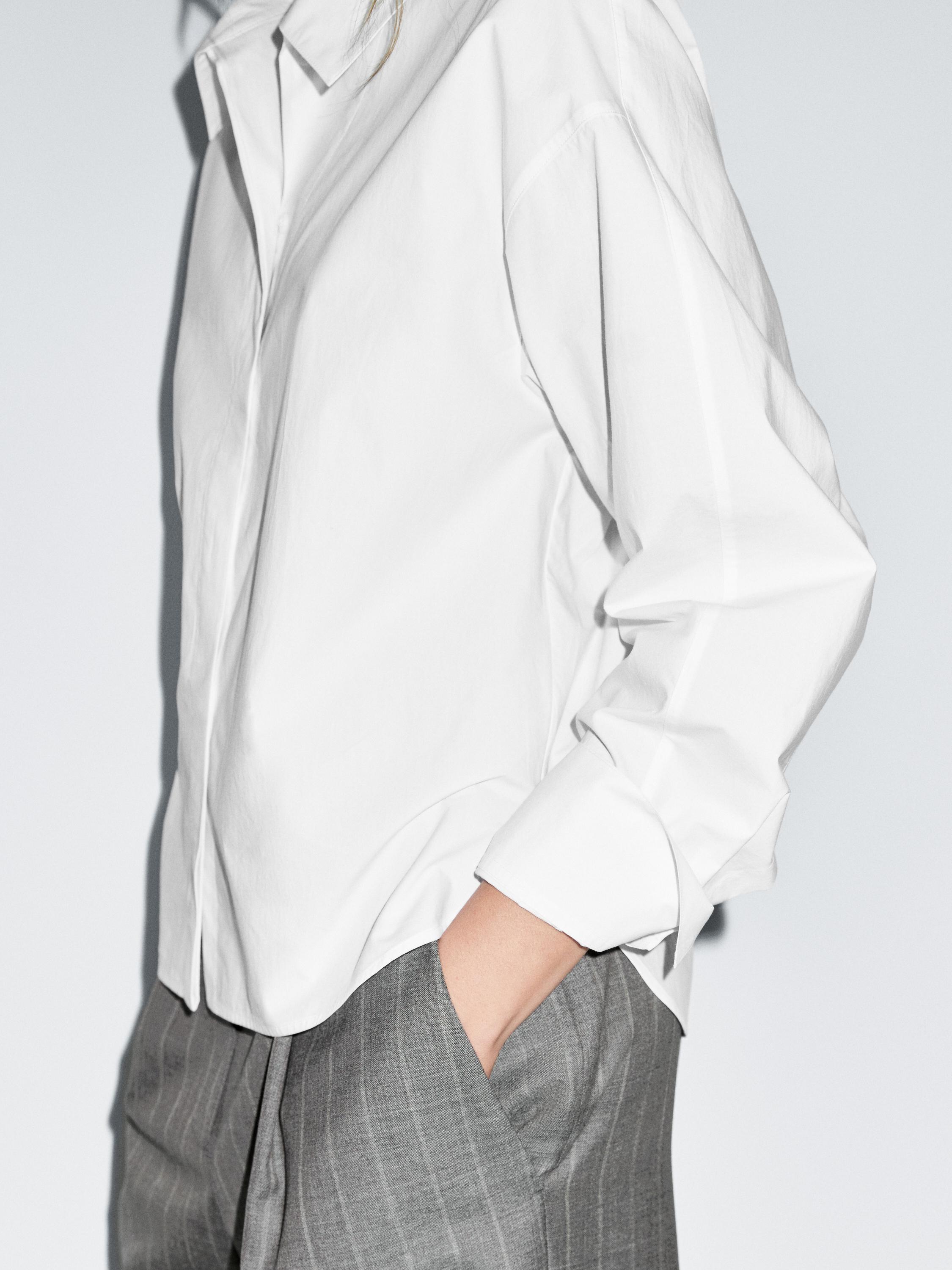 قميص بوبلين قطن 100% بقصة فضفاضة