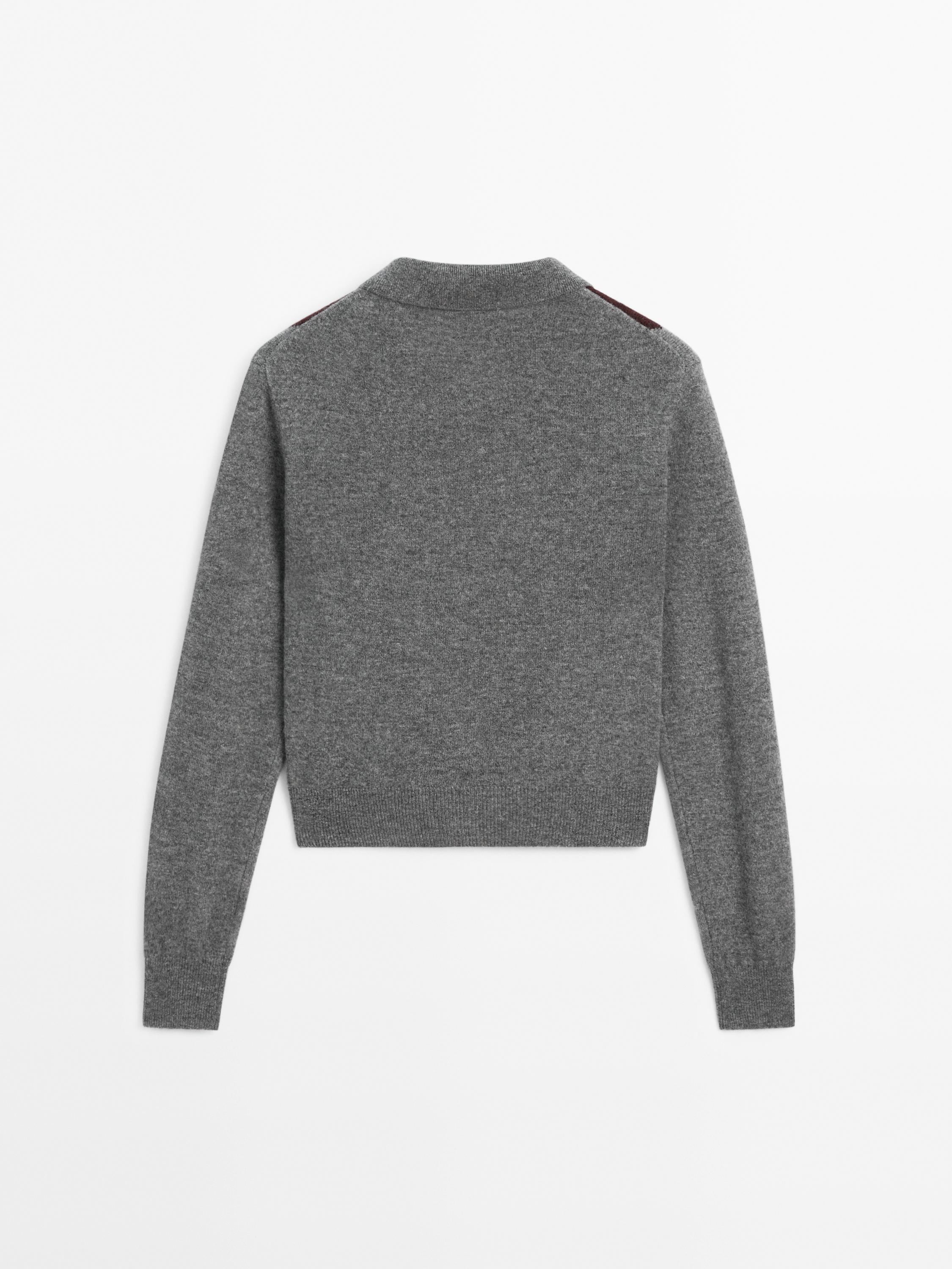 Short diamond polo collar cardigan
