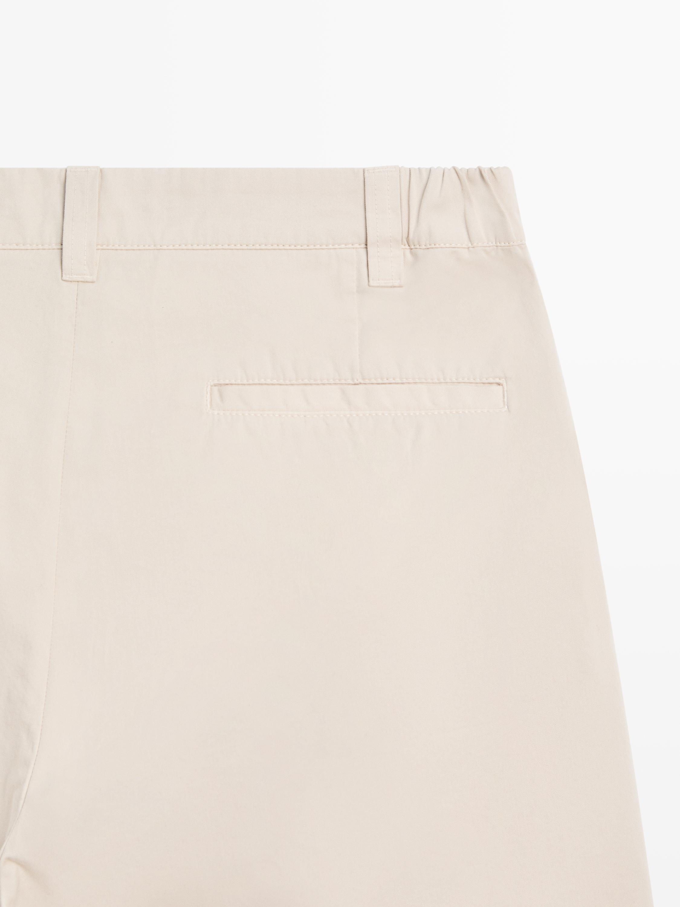 Cotton Bermuda shorts with waist detail — SAND