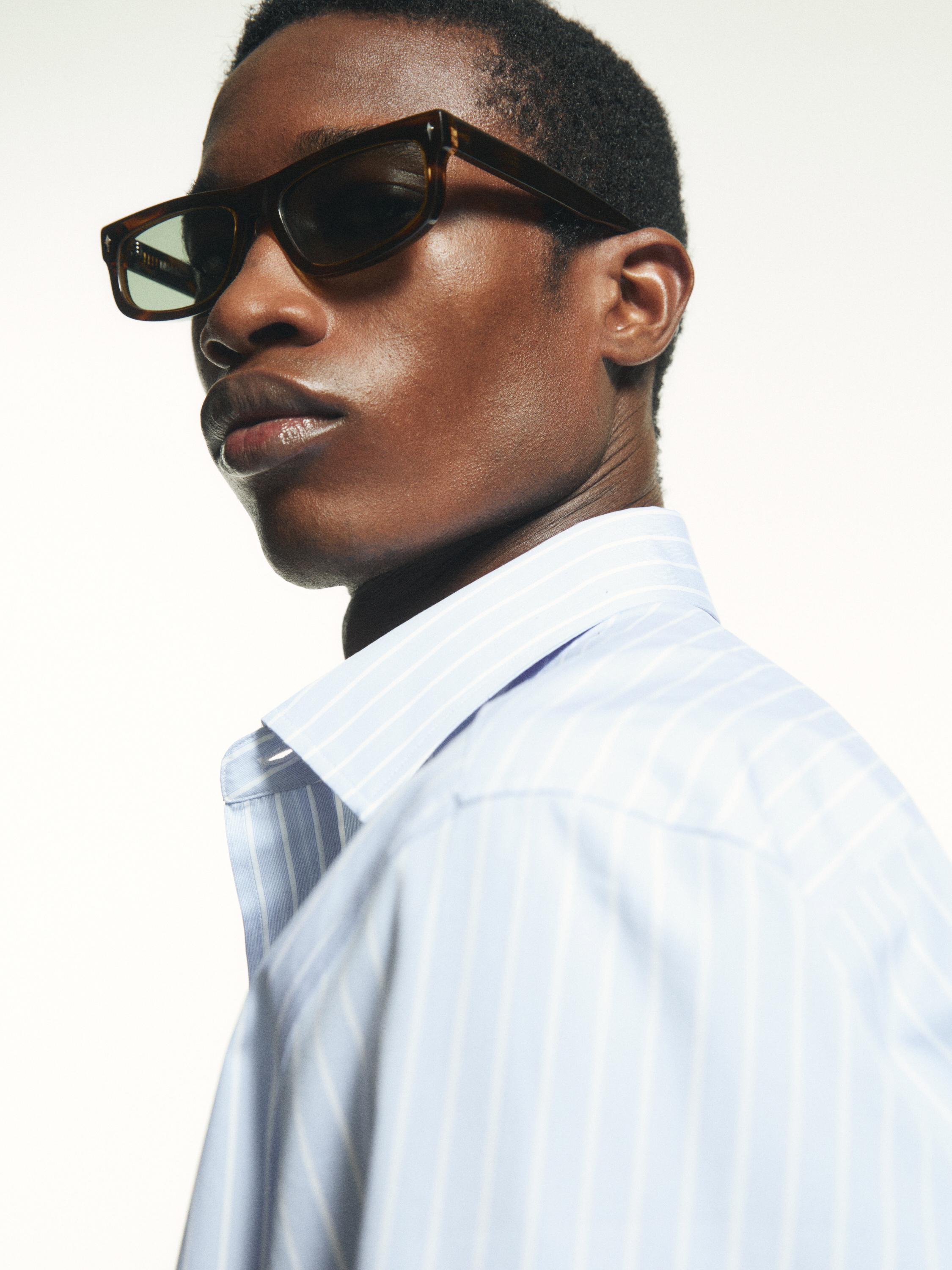 Regular fit pinstriped shirt — Sky blue