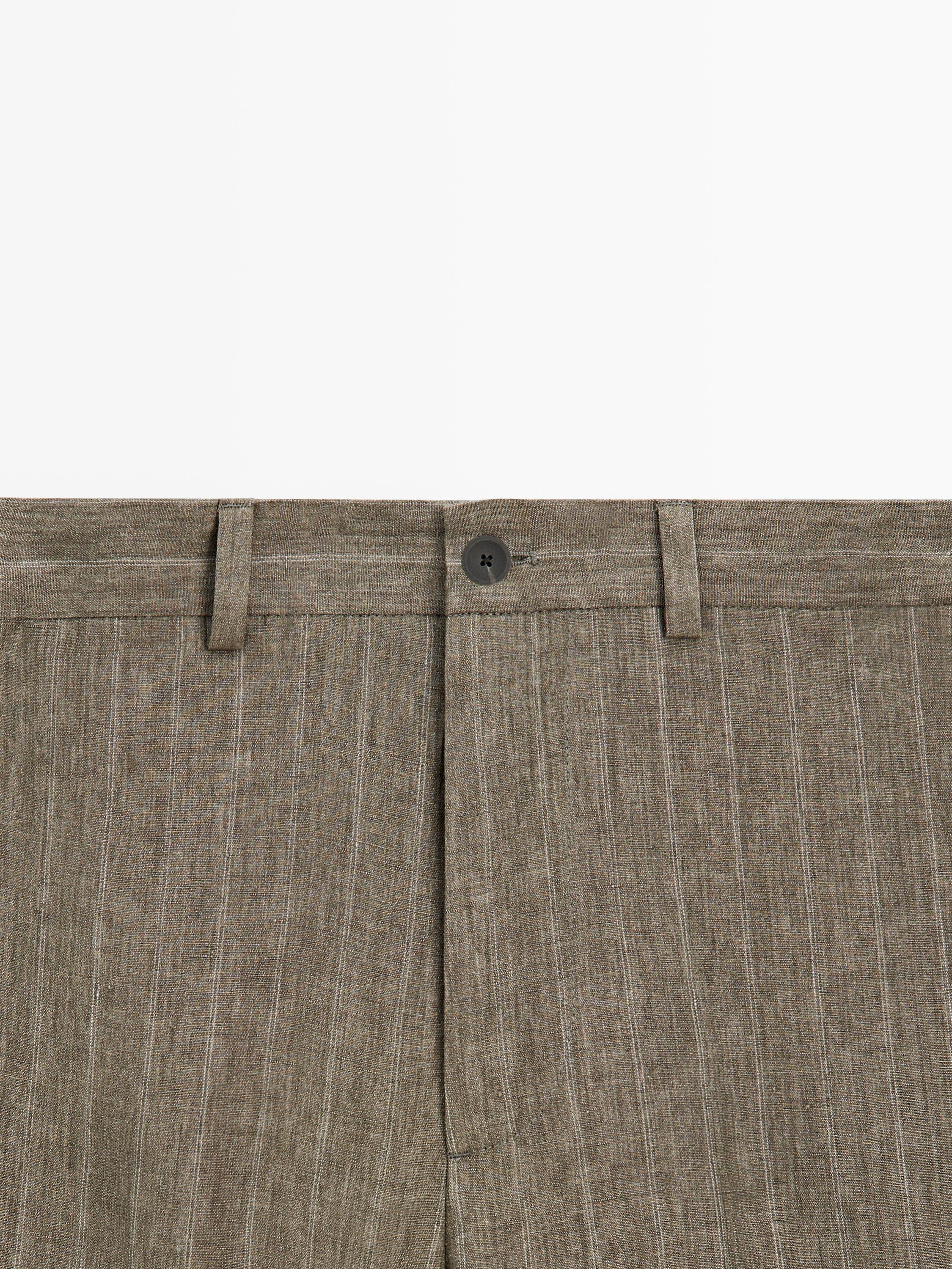 Striped linen trousers — GREEN