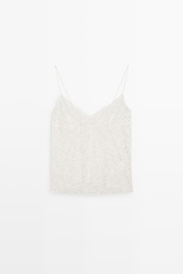 Strappy floral lace top — CREAM 2