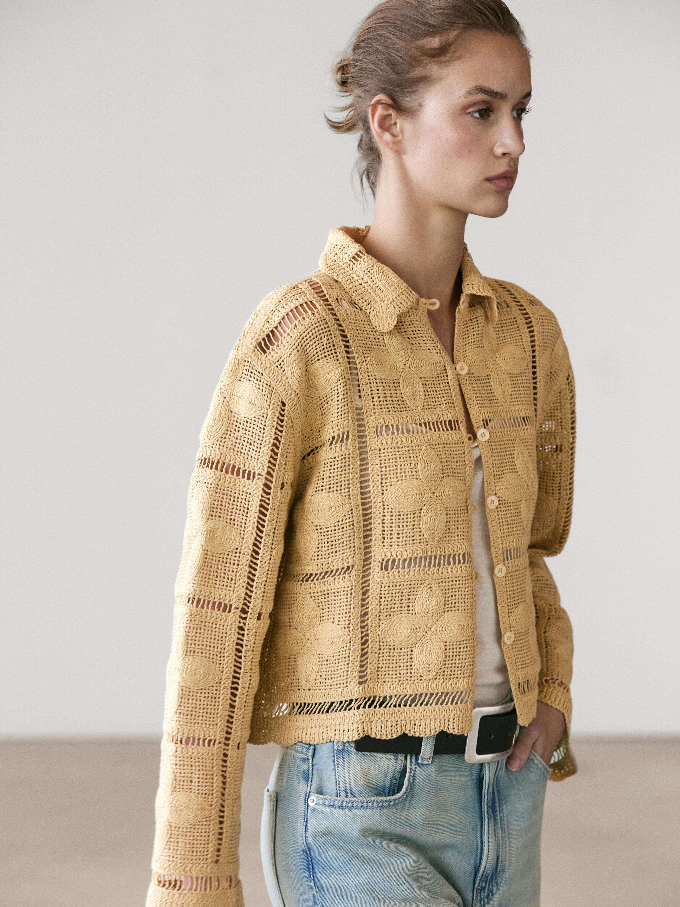 Chaqueta punto calado crochet