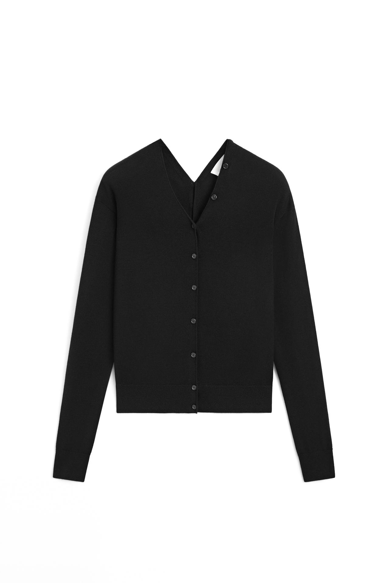 100% wool knit cardigan with button detail - LIMITED EDITION — BLACK
