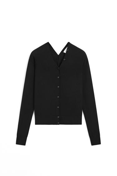 100% wool knit cardigan with button detail - LIMITED EDITION — BLACK 5